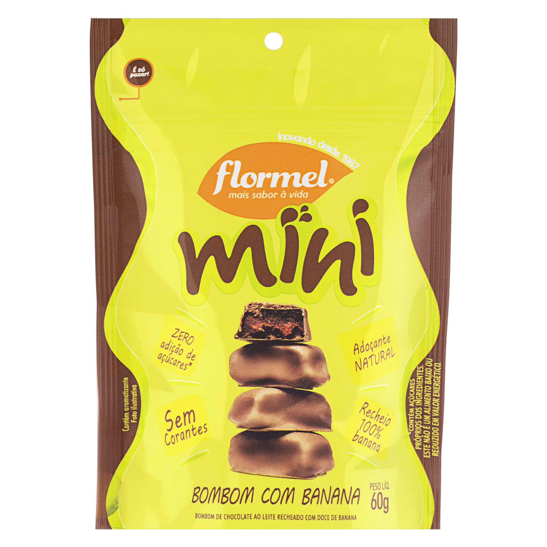 Mini Bombom com Banana Flormel Pouch 60g&nbsp;