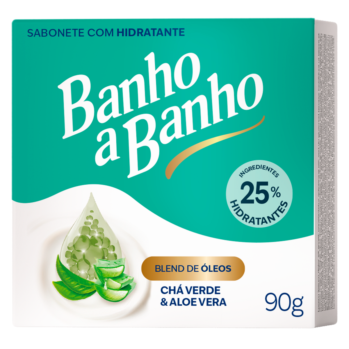 Sabonete em Barra Hidratante Ch&aacute; Verde e Aloe Vera Banho a Banho Caixa 90g
