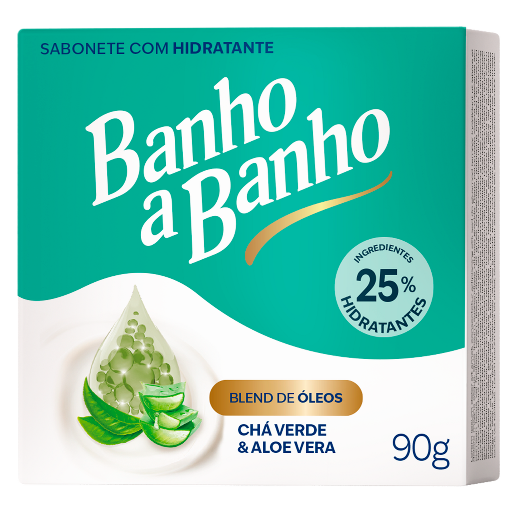 Sabonete em Barra Hidratante Ch&aacute; Verde e Aloe Vera Banho a Banho Caixa 90g