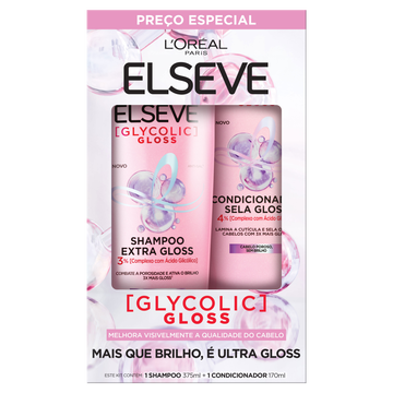 Shampoo 375ml + Condicionador 170ml Glycolic Gloss Elseve L'oréal Paris