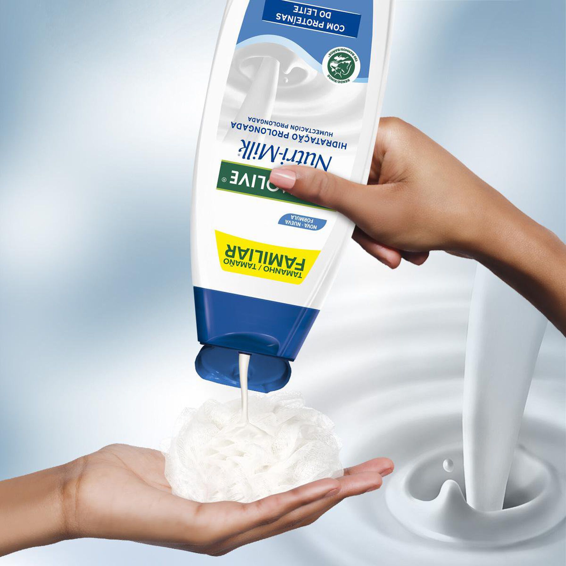 Sabonete L&iacute;quido Hidrata&ccedil;&atilde;o Prolongada Nutri-Milk Palmolive Frasco 650ml - Embalagem Tamanho Fam&iacute;lia