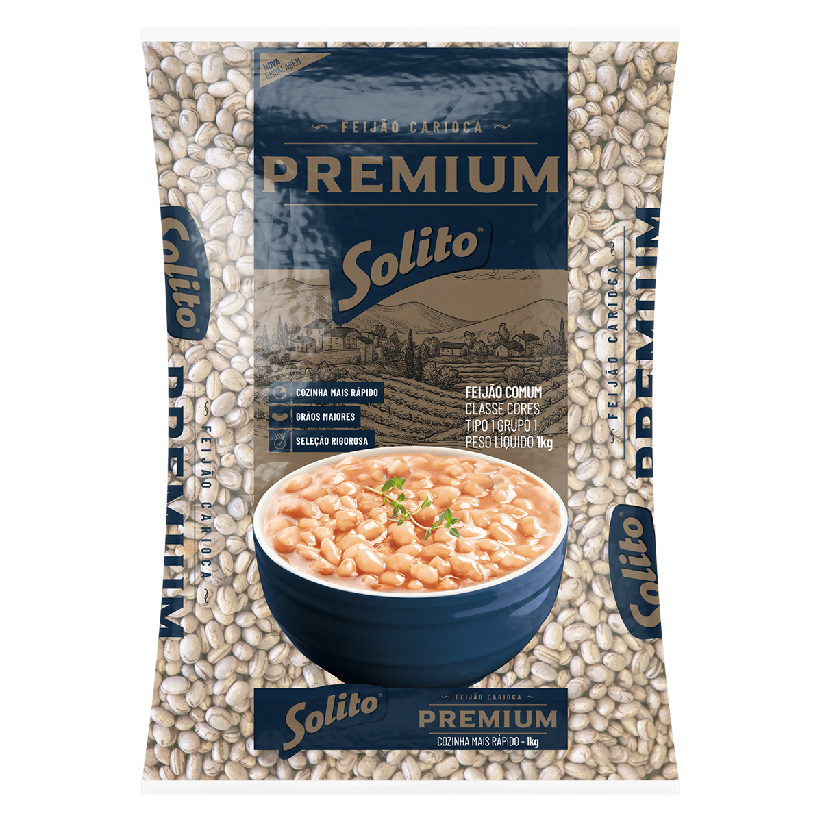 Feij&atilde;o Carioca Premium Solito Pacote 1kg&nbsp;