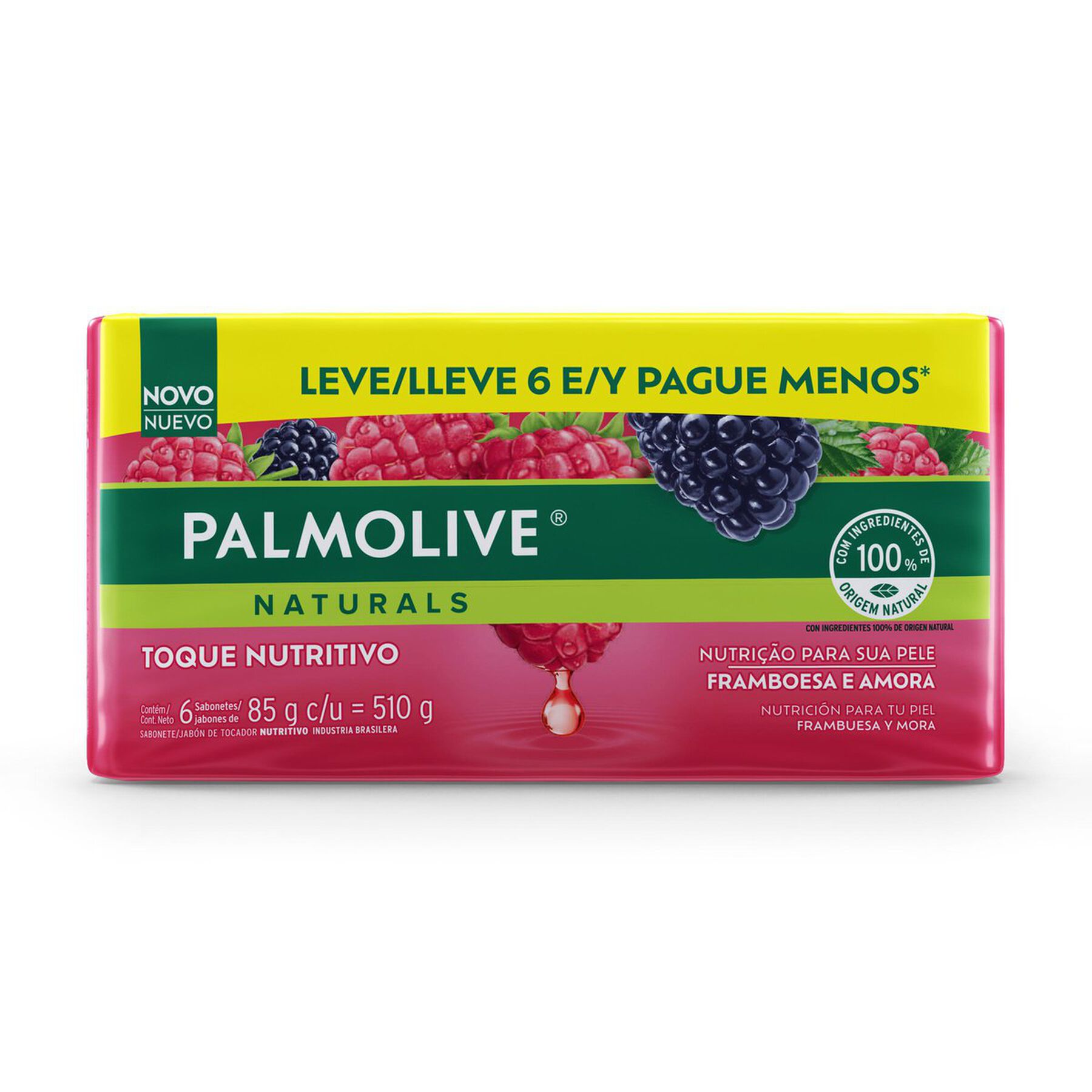 Sabonete Segredo Sedutor Framboesa e Turmalina Palmolive Naturals Envoltório 510g C/6 Unidades