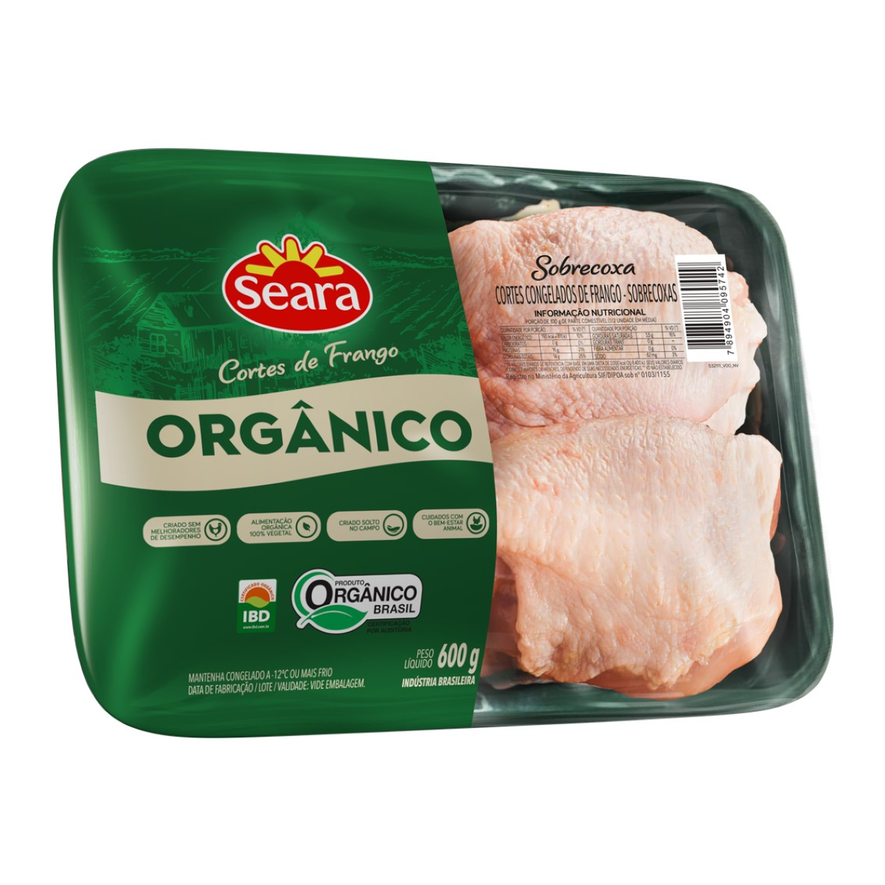 Sobrecoxa de Frango Congelada Orgânico Seara 600g
