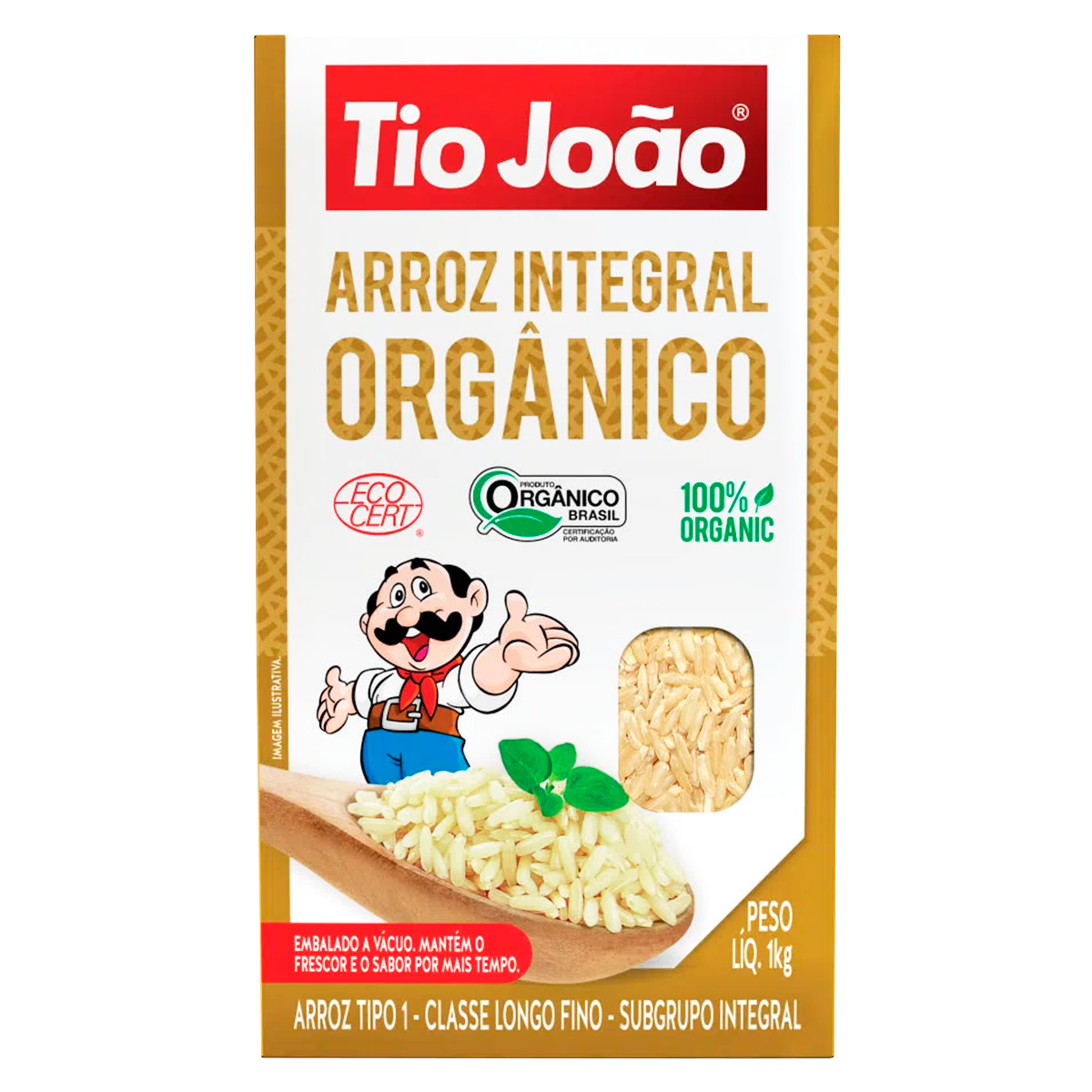 Arroz Integral Org&acirc;nico Tio Jo&atilde;o Caixa 1kg