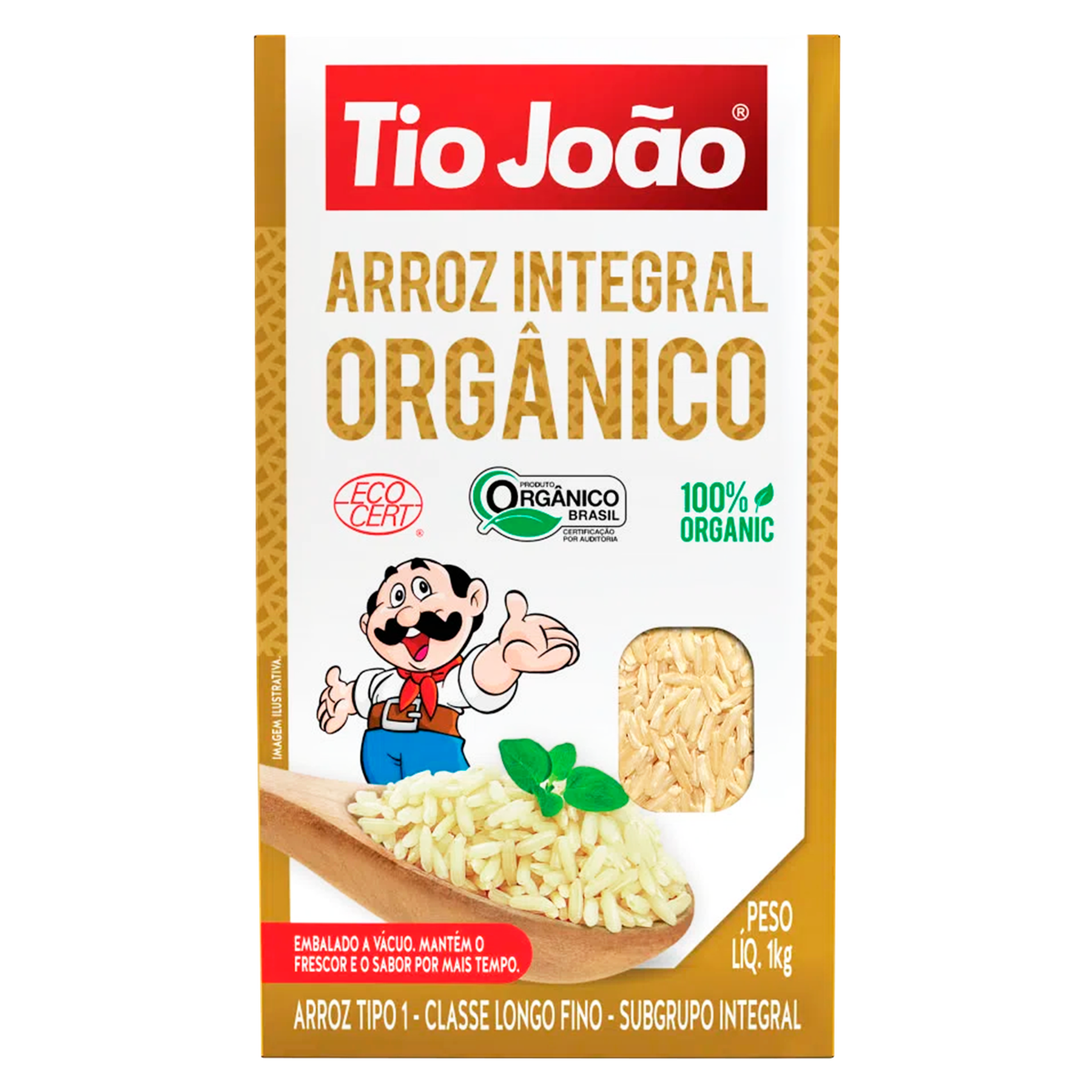 Arroz Integral Org&acirc;nico Tio Jo&atilde;o Caixa 1kg