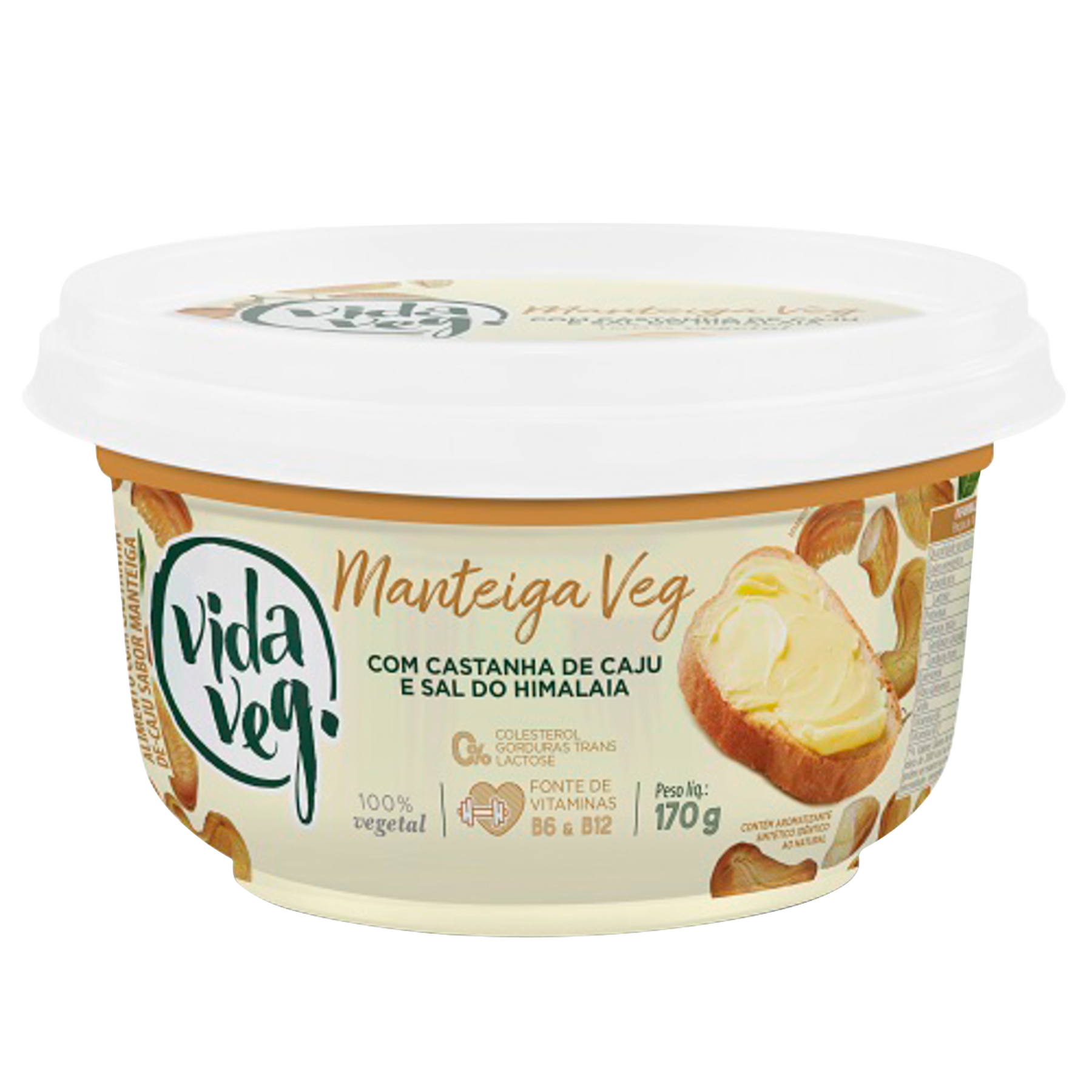 Manteiga Veg com Castanha de Caju e Sal do Himalaia Zero Lactose Vida Veg Pote 170g