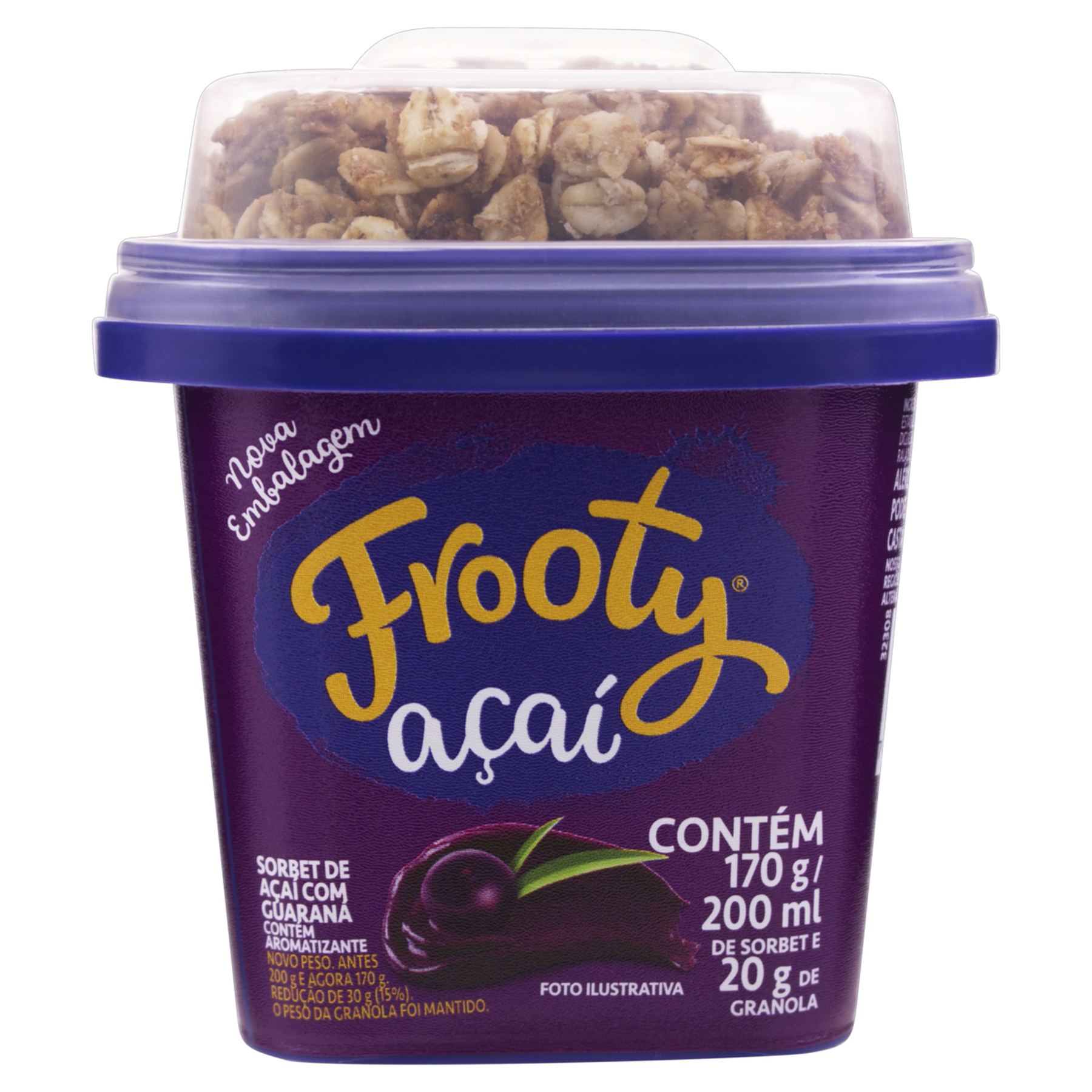 Sorbet Açaí com Guaraná e Granola Frooty Pote 200ml