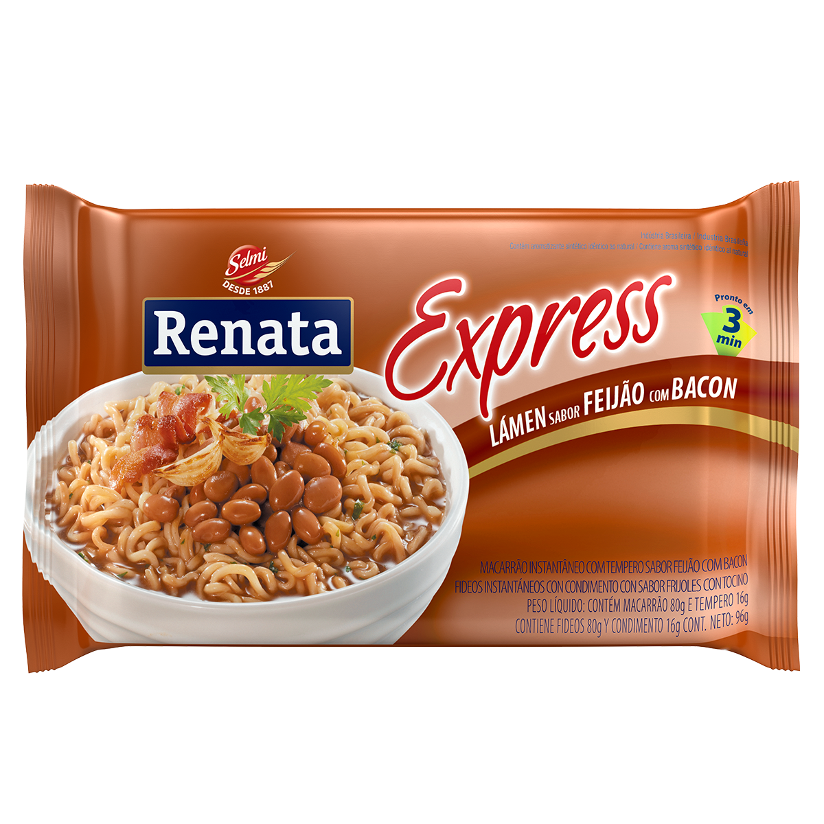 Macarr&atilde;o Instant&acirc;neo Express Feij&atilde;o com Bacon Renata 96g