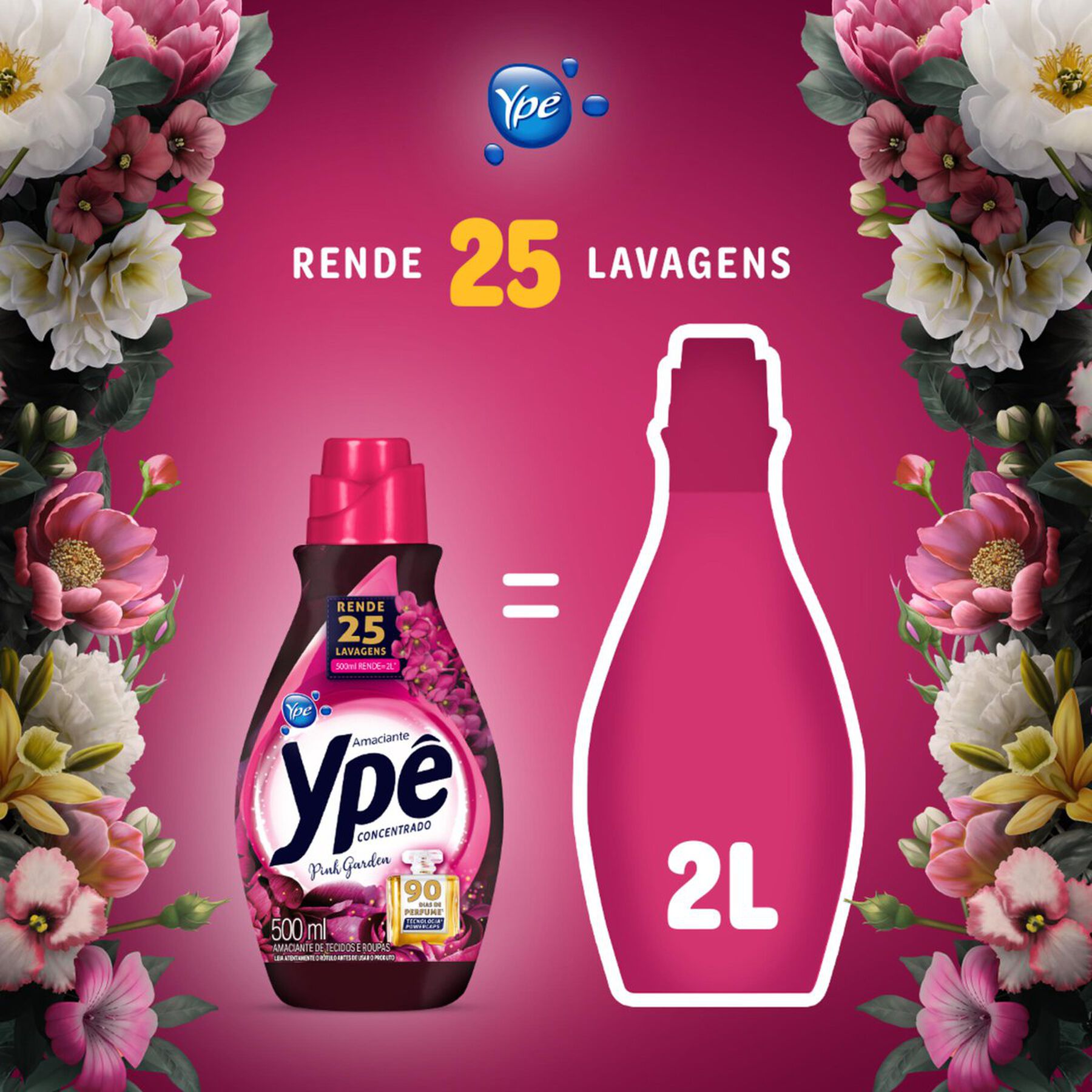 Amaciante de Roupas Concentrado Pink Ypê Frasco 500ml