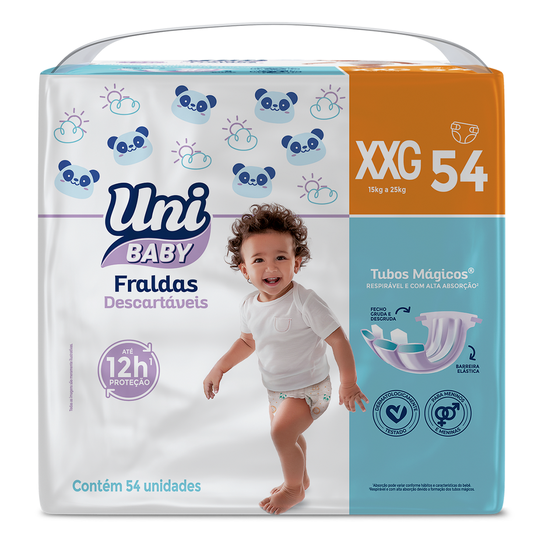 Fralda Descartável Uni Baby Tam. XXG Pacote C/54 Unidades