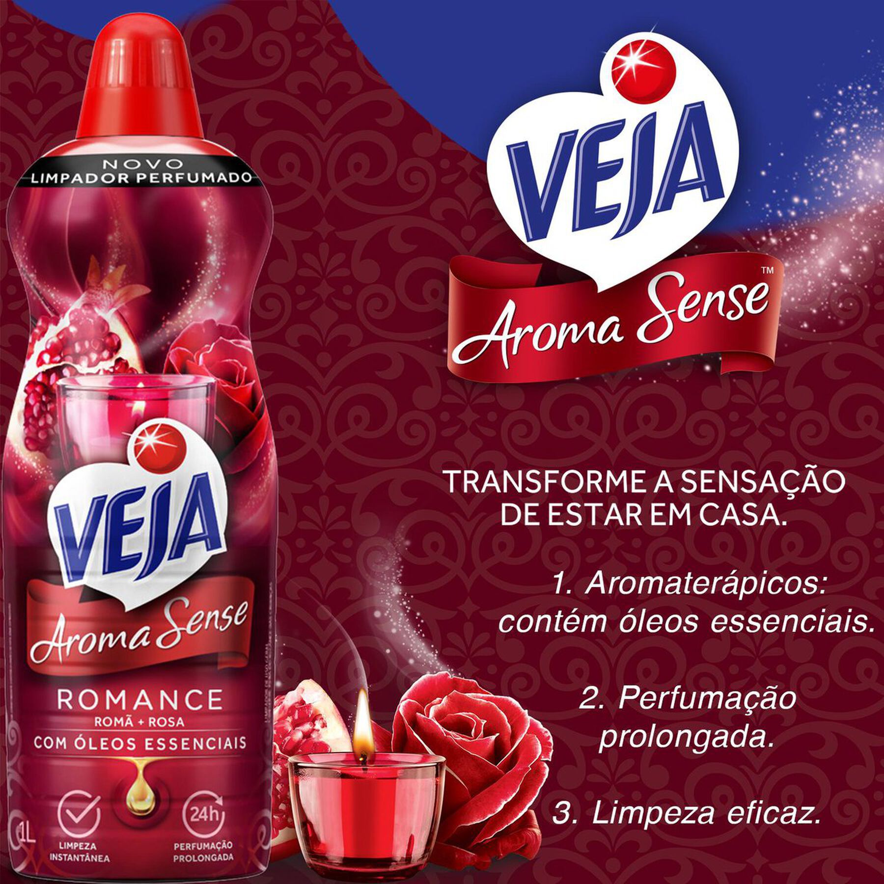 Limpador Perfumado Romance Veja Aroma Sense Frasco 1l