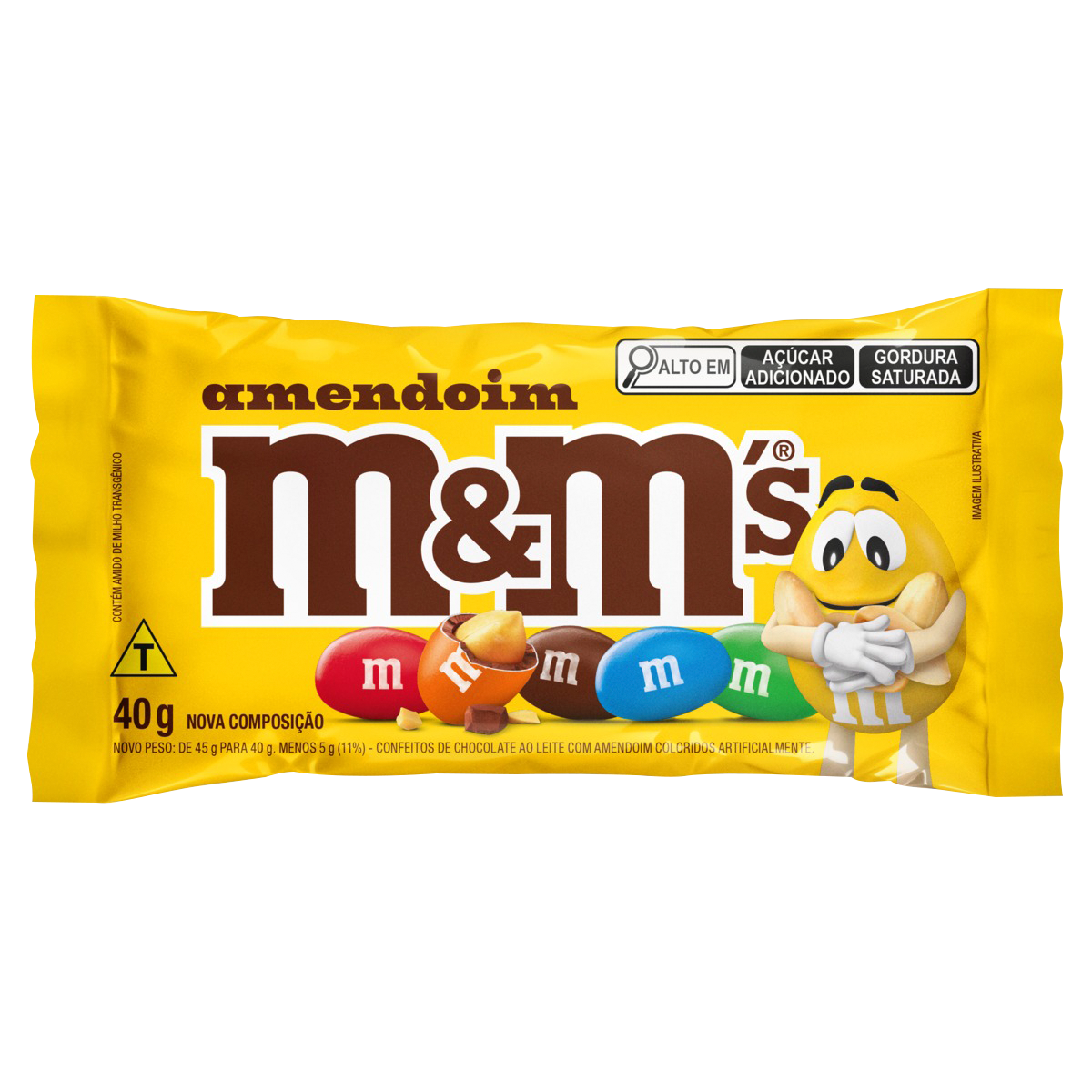 Confeito de Chocolate ao Leite com Amendoim MeM's Pacote 40g