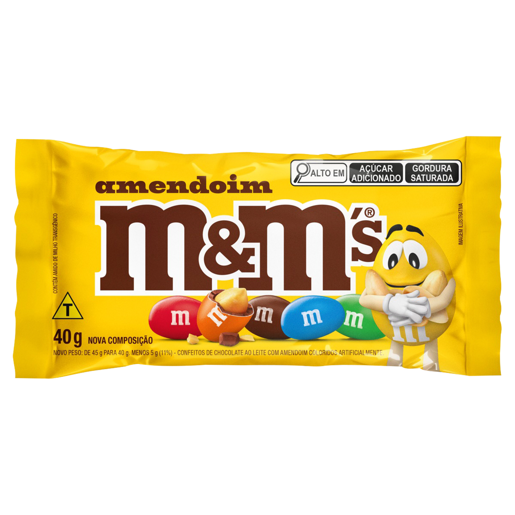 Confeito de Chocolate ao Leite com Amendoim MeM's Pacote 40g