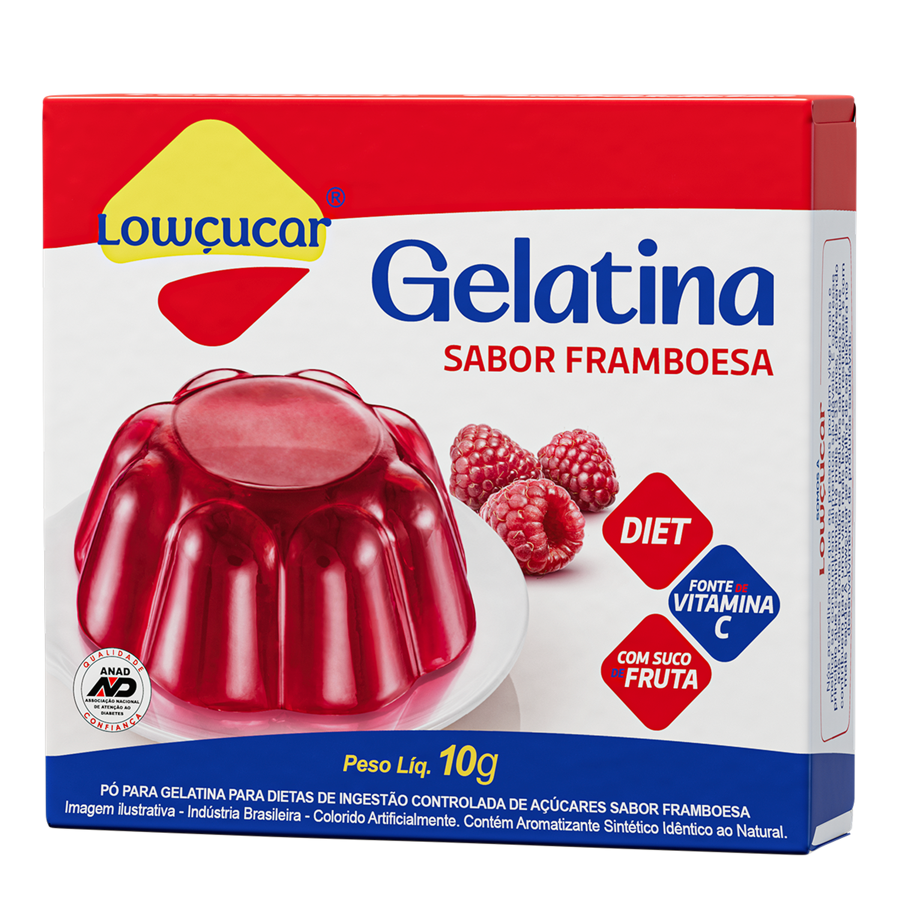 Gelatina em Pó Framboesa Zero Açúcar Lowçucar Caixa 10g