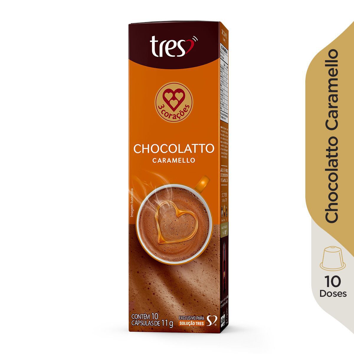 Chocolate Quente em C&aacute;psula Chocolatto Caramello Tres Caixa 110g 10 Unidades