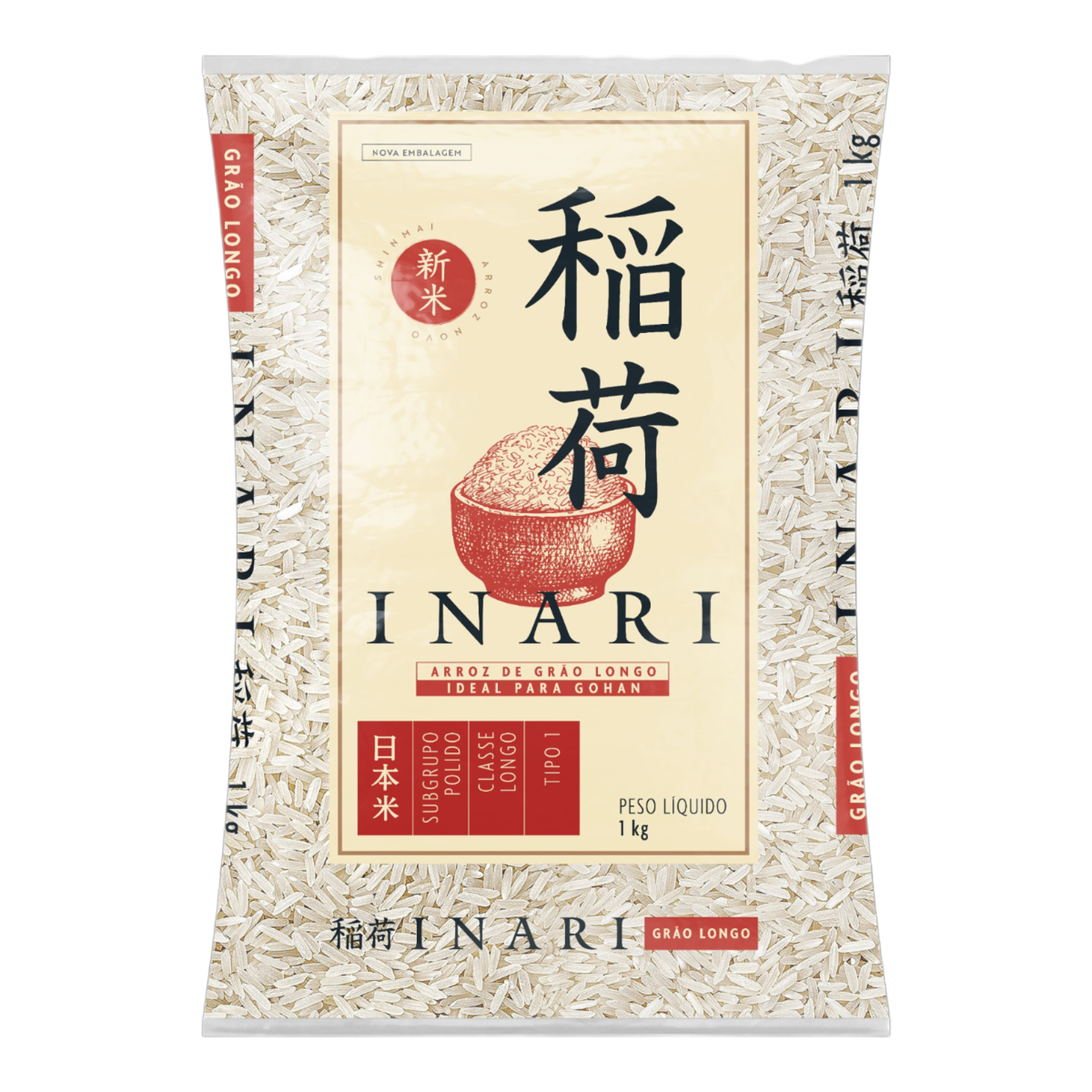 Arroz Oriental Inari Gr&atilde;o Longo Tipo 1 Solito Pacote 1kg
