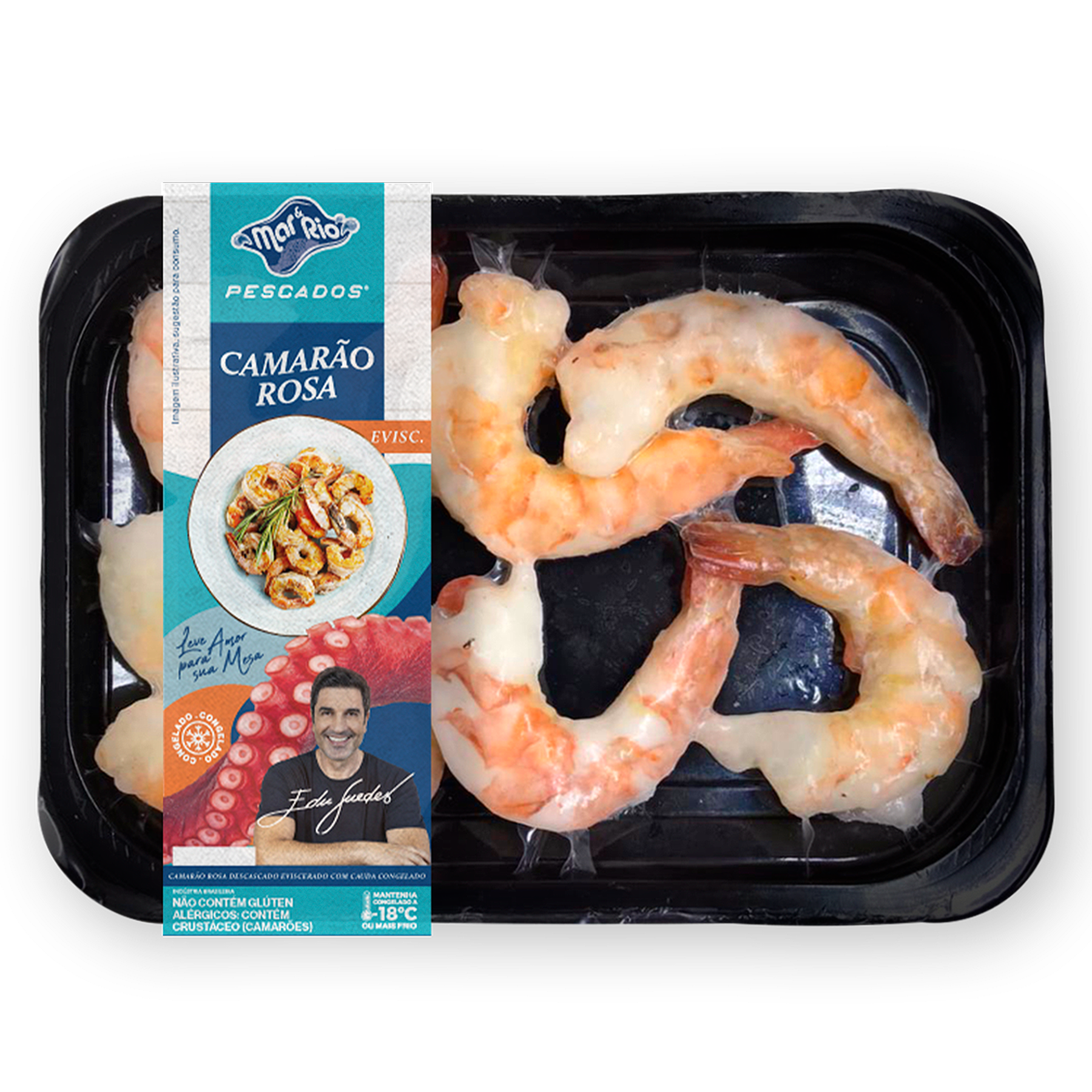 Camar&atilde;o Rosa Eviscerado com Cauda Congelado Mar&Rio Pescados Bandeja 200g