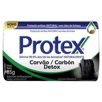 Sabonete Barra Antibacteriano Carvão Detox Protex Envoltório 85g