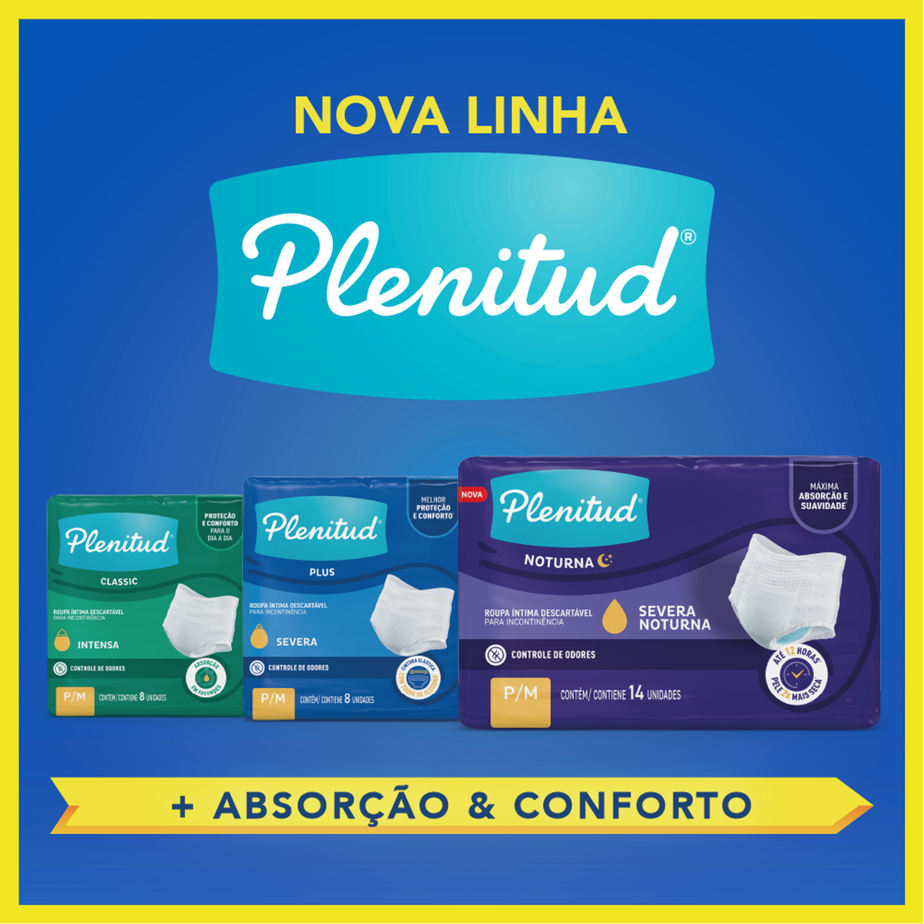 Roupa Íntima Descartável Plenitud Protect Plus G/XG Pacote 8 Unidades