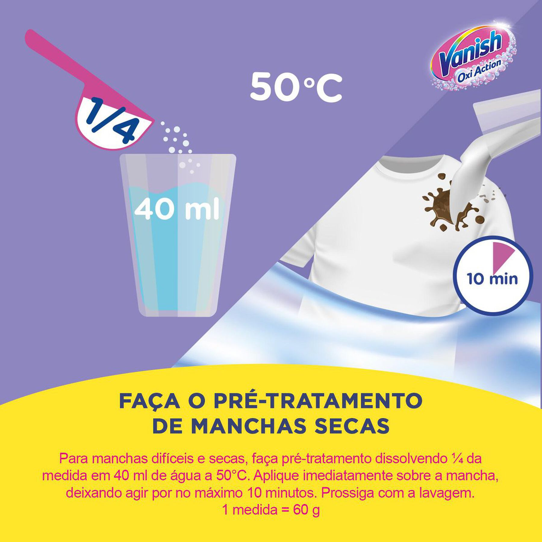 Tira-Manchas em Pó Roupas Brancas Crystal White Vanish Oxi Action Pote 450g
