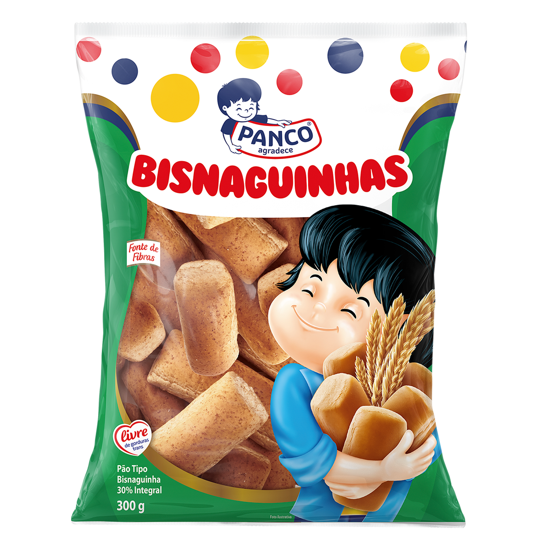 P&atilde;o Bisnaguinha 30% Integral Panco Pacote 300g