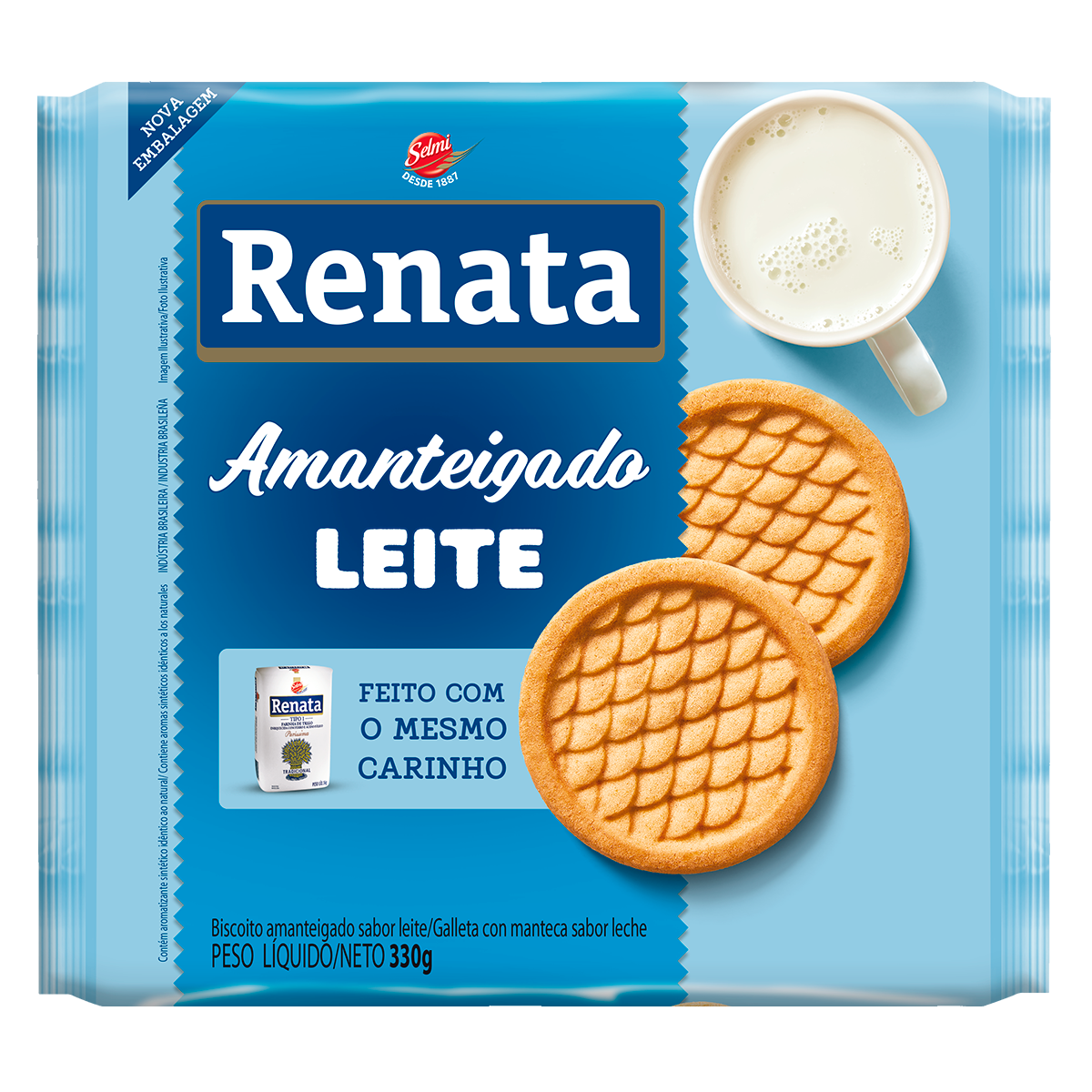 Biscoito Amanteigado Leite Renata Pacote 330g