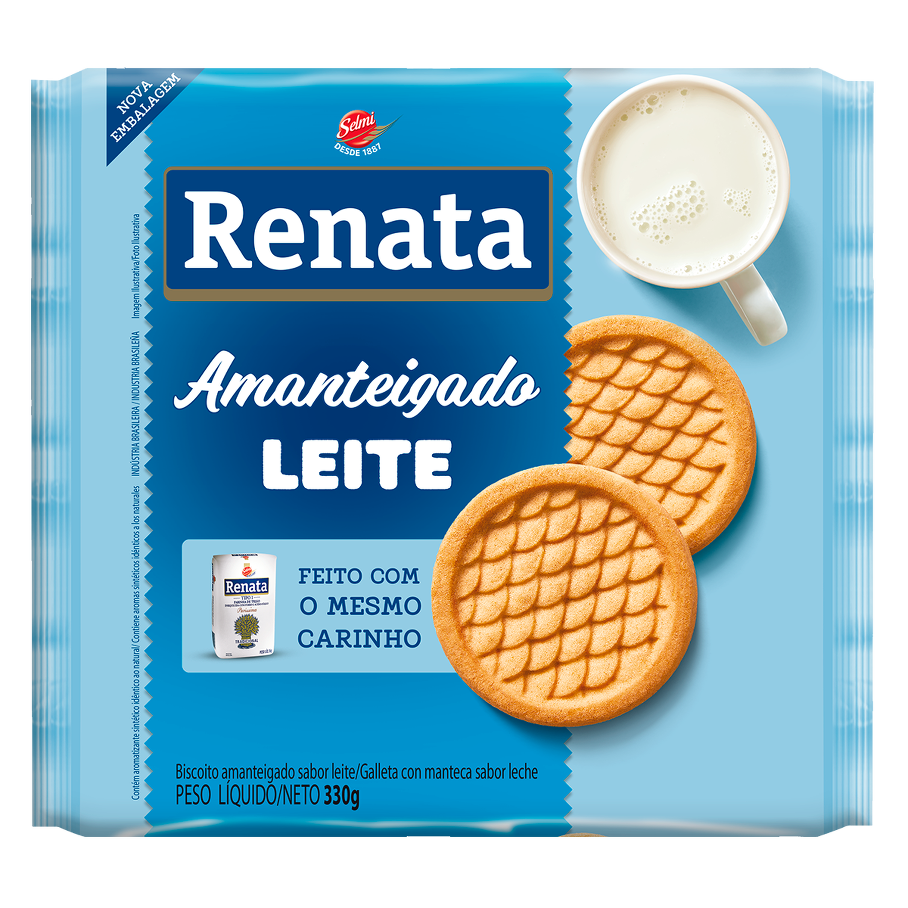 Biscoito Amanteigado Leite Renata Pacote 330g