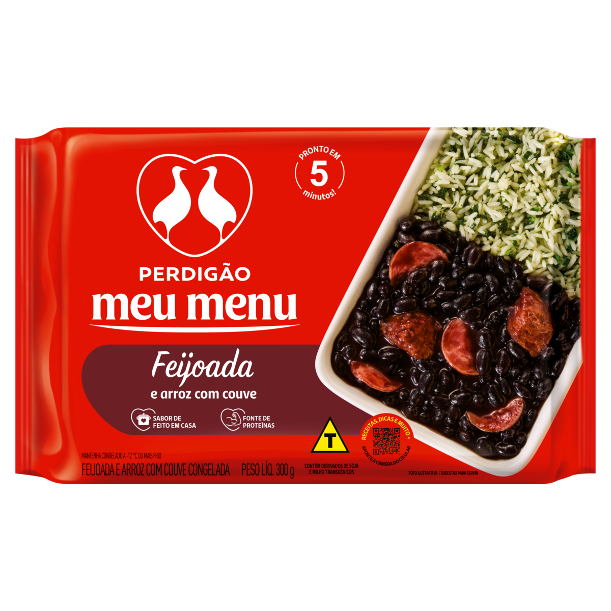 Feijoada com Arroz e Couve Perdig&atilde;o Meu Menu Pacote 300g&nbsp;