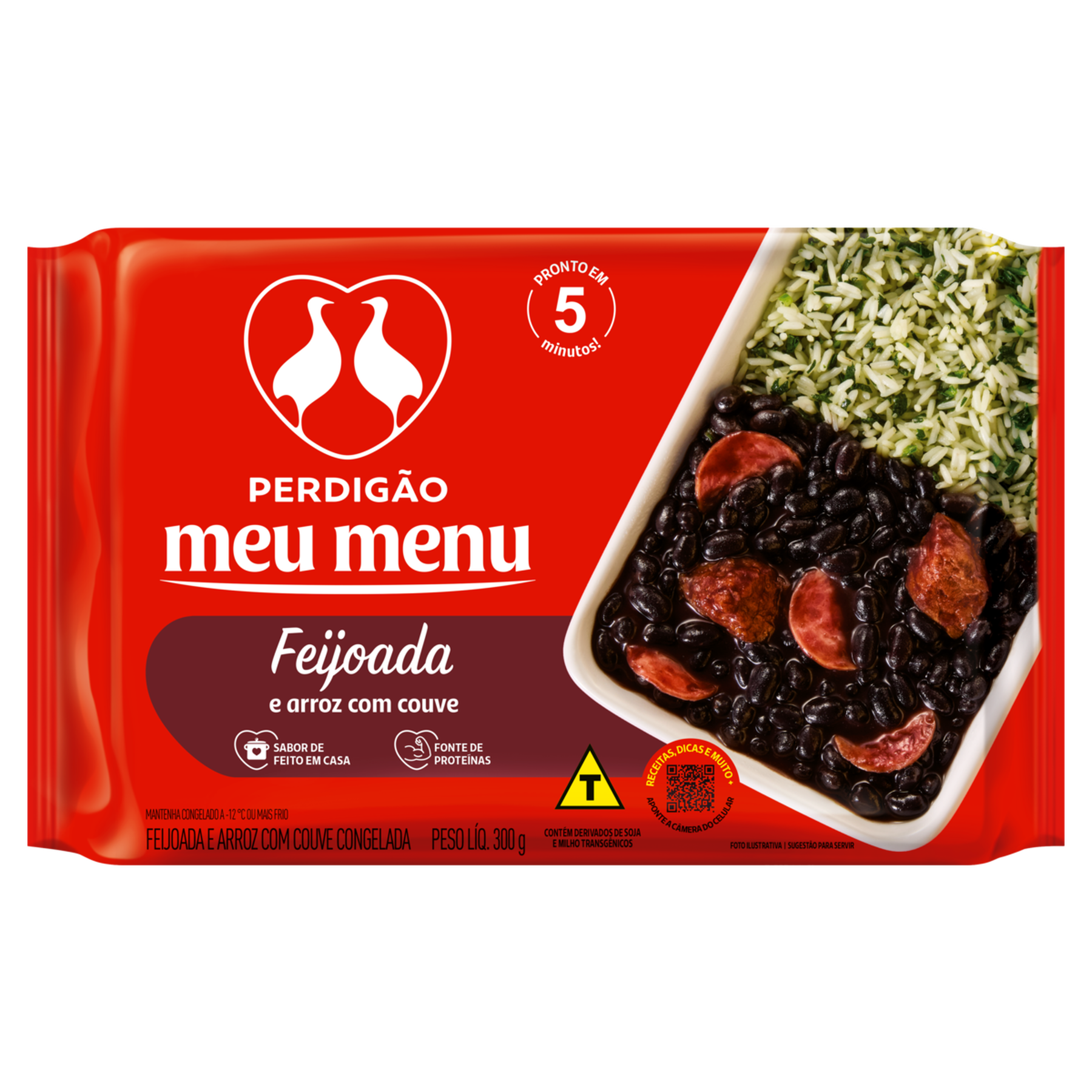 Feijoada com Arroz e Couve Perdig&atilde;o Meu Menu Pacote 300g&nbsp;
