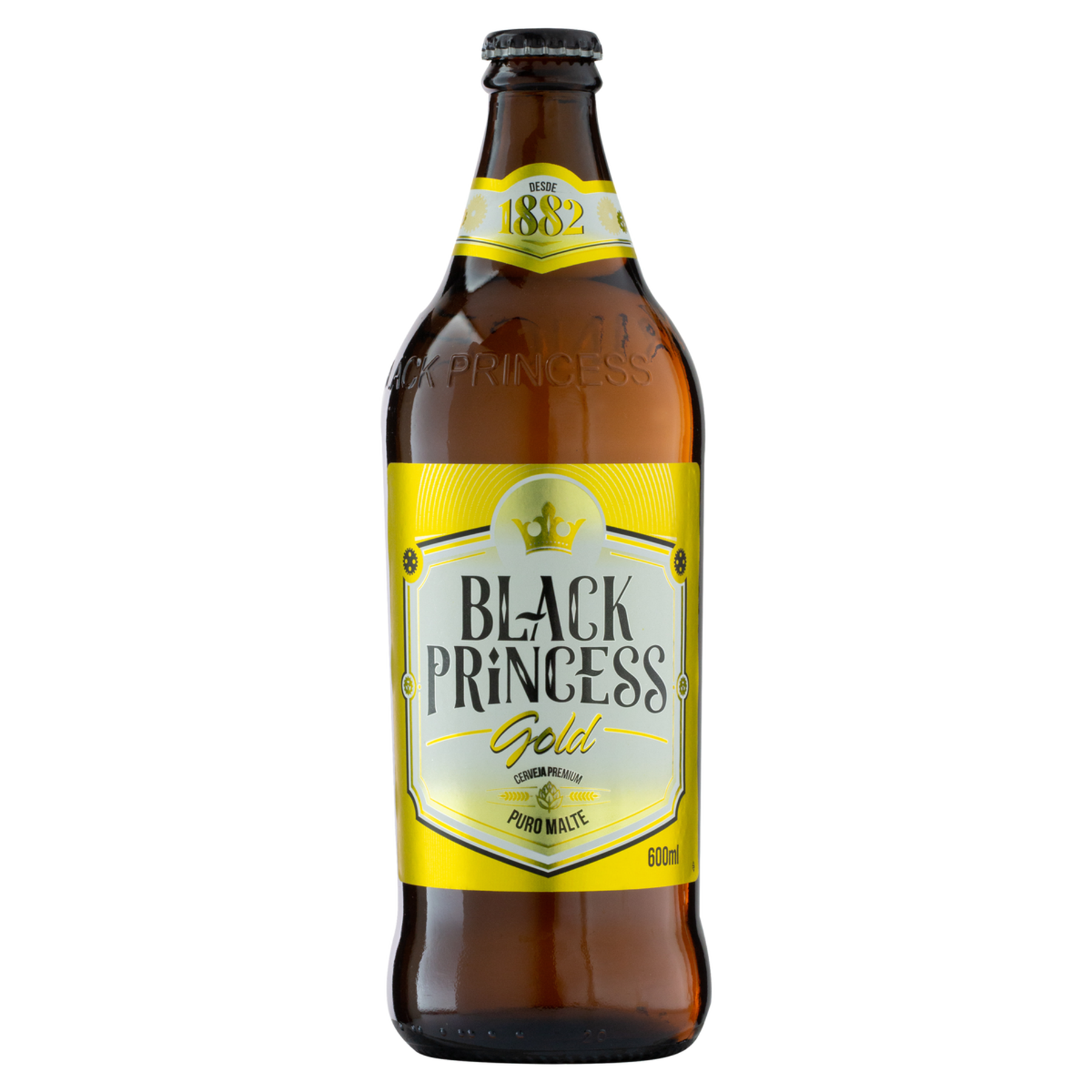 Cerveja American Lager Puro Malte Gold Black Princess Premium Garrafa 600ml