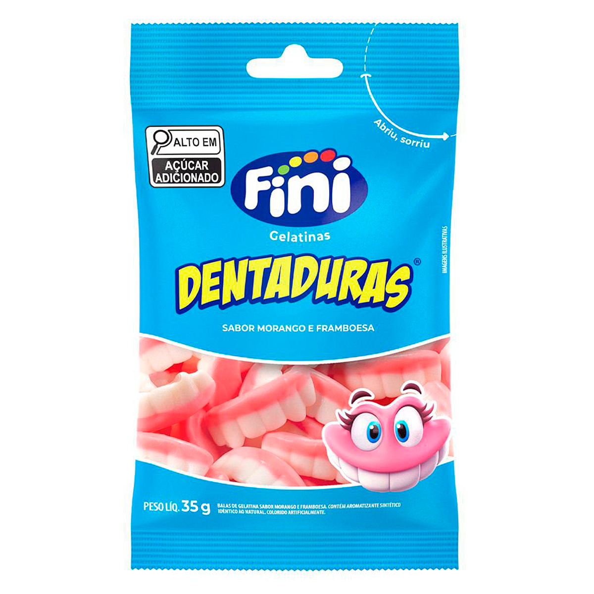 Bala de Gelatina Fini Dentaduras Pacote 35g&nbsp;