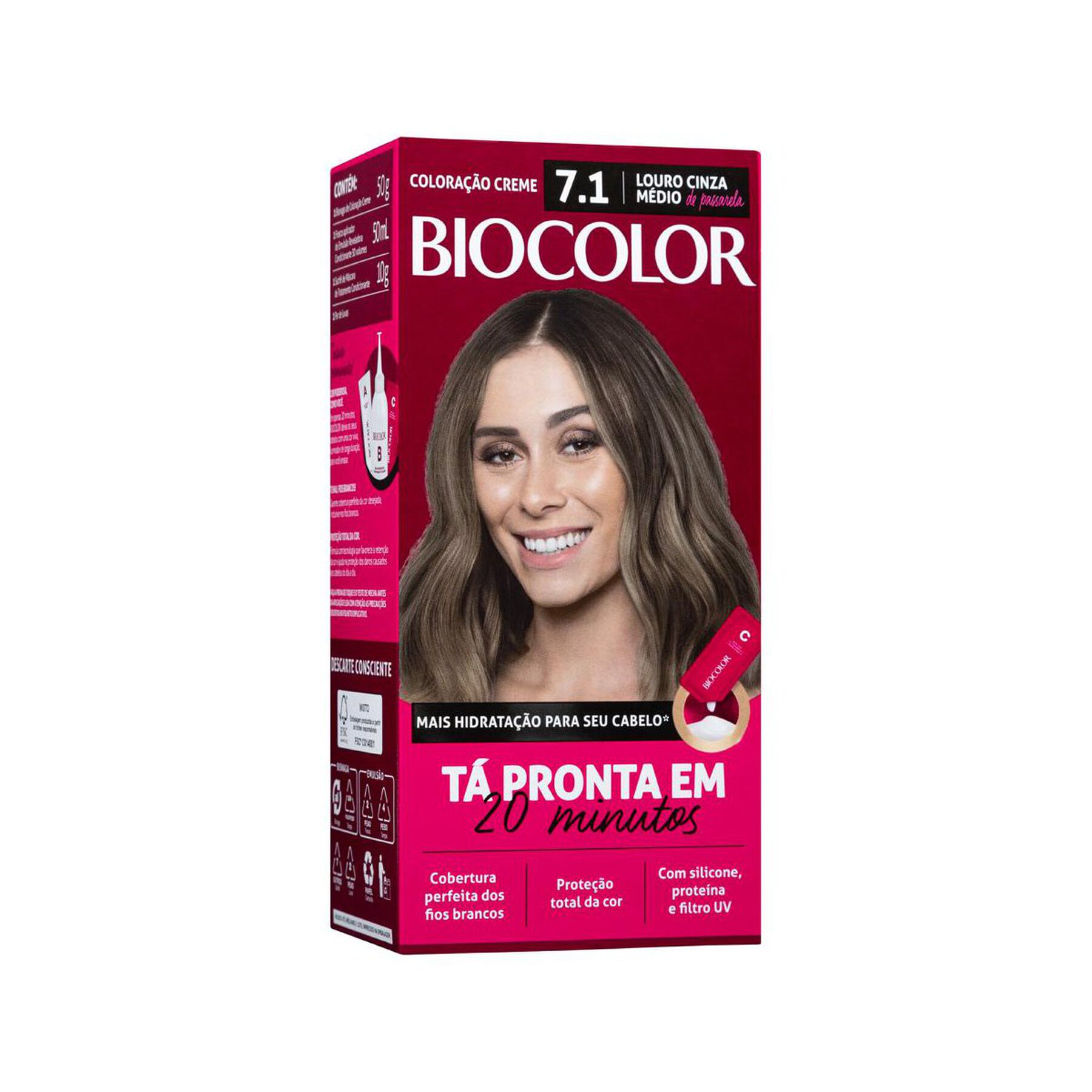 Tintura para Cabelo Louro Cinza Médio 7.1 Biocolor 