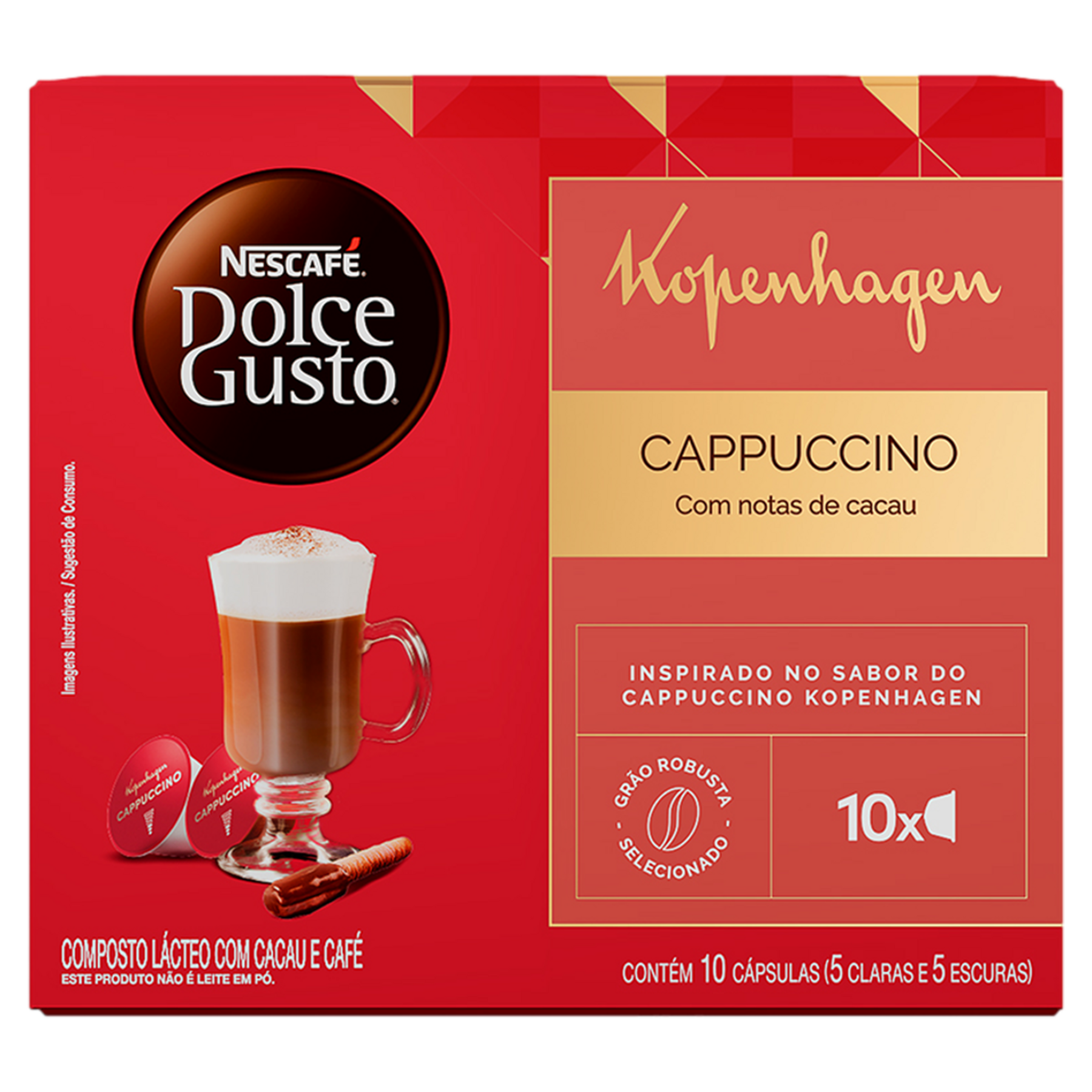 Cappuccino em C&aacute;psula Kopenhagen Nescaf&eacute; Dolce Gusto Caixa 135g C/10 Unidades