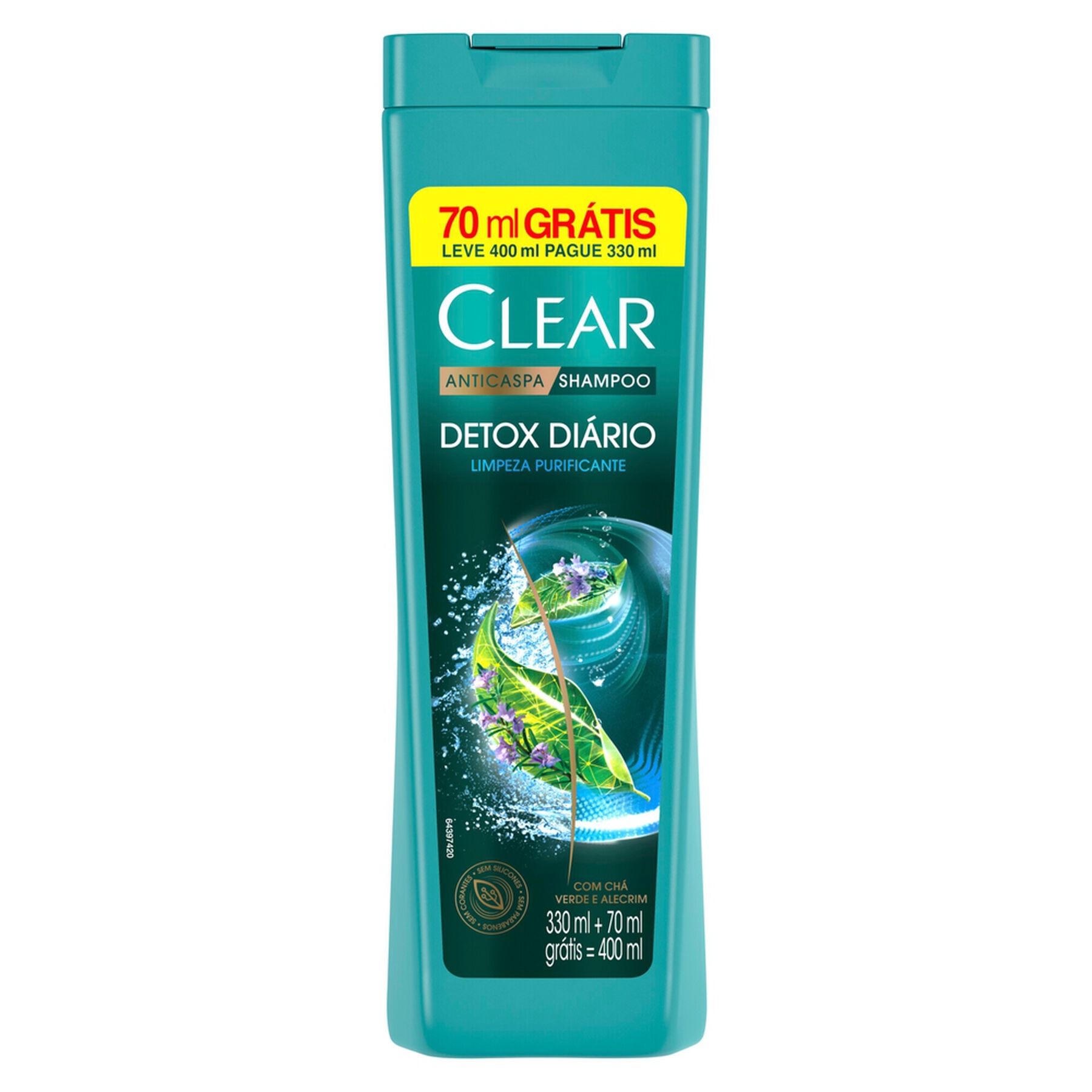 Shampoo Anticaspa Clear Scalpfoods Detox Diário Leve 400ml Pague 330ml