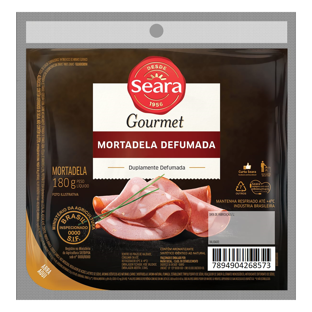 Mortadela Defumada Seara Gourmet 180g&nbsp;