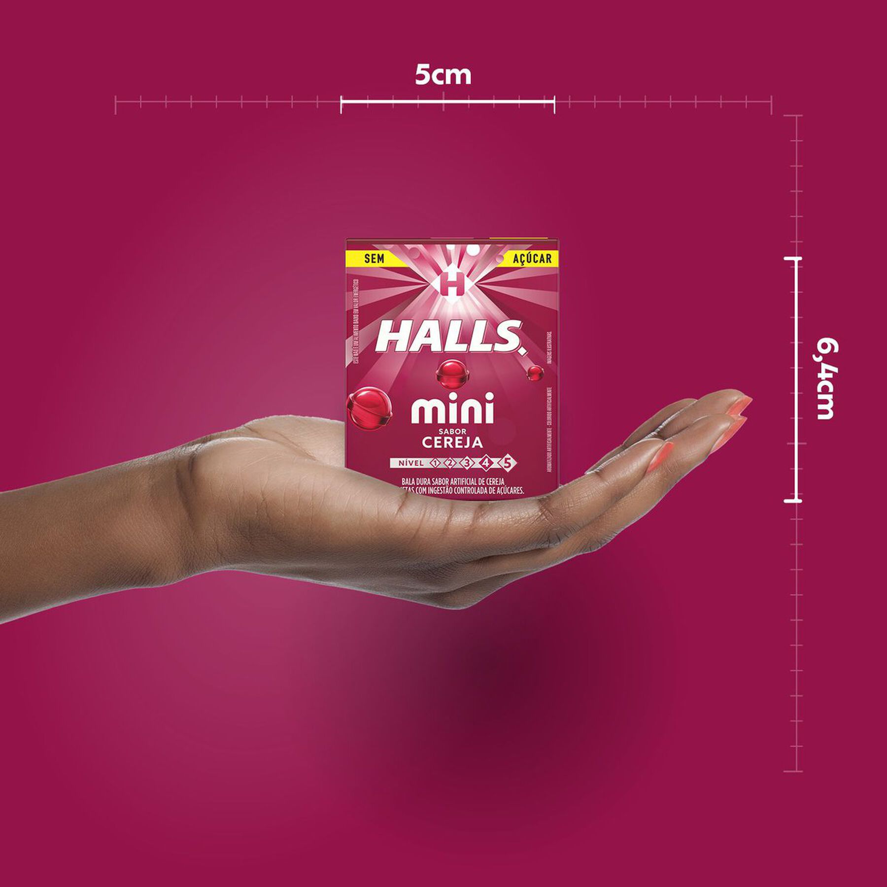 Bala Cereja Zero Açúcar Halls Mini Caixa 15g