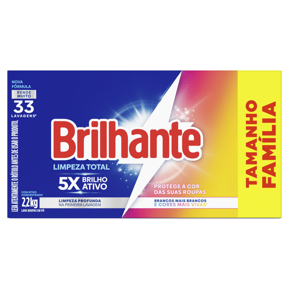 Sab&atilde;o em P&oacute; Roupas Brancas e Coloridas Limpeza Total Brilhante Caixa 2,2kg