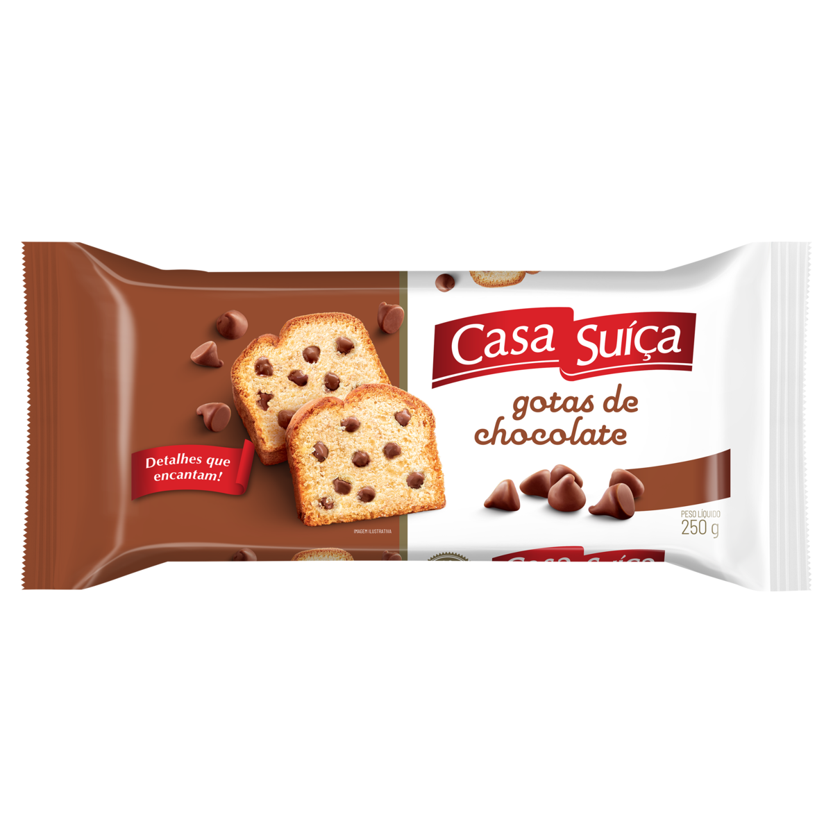 Bolo Baunilha com Gotas de Chocolate Casa Su&iacute;&ccedil;a Pacote 250g