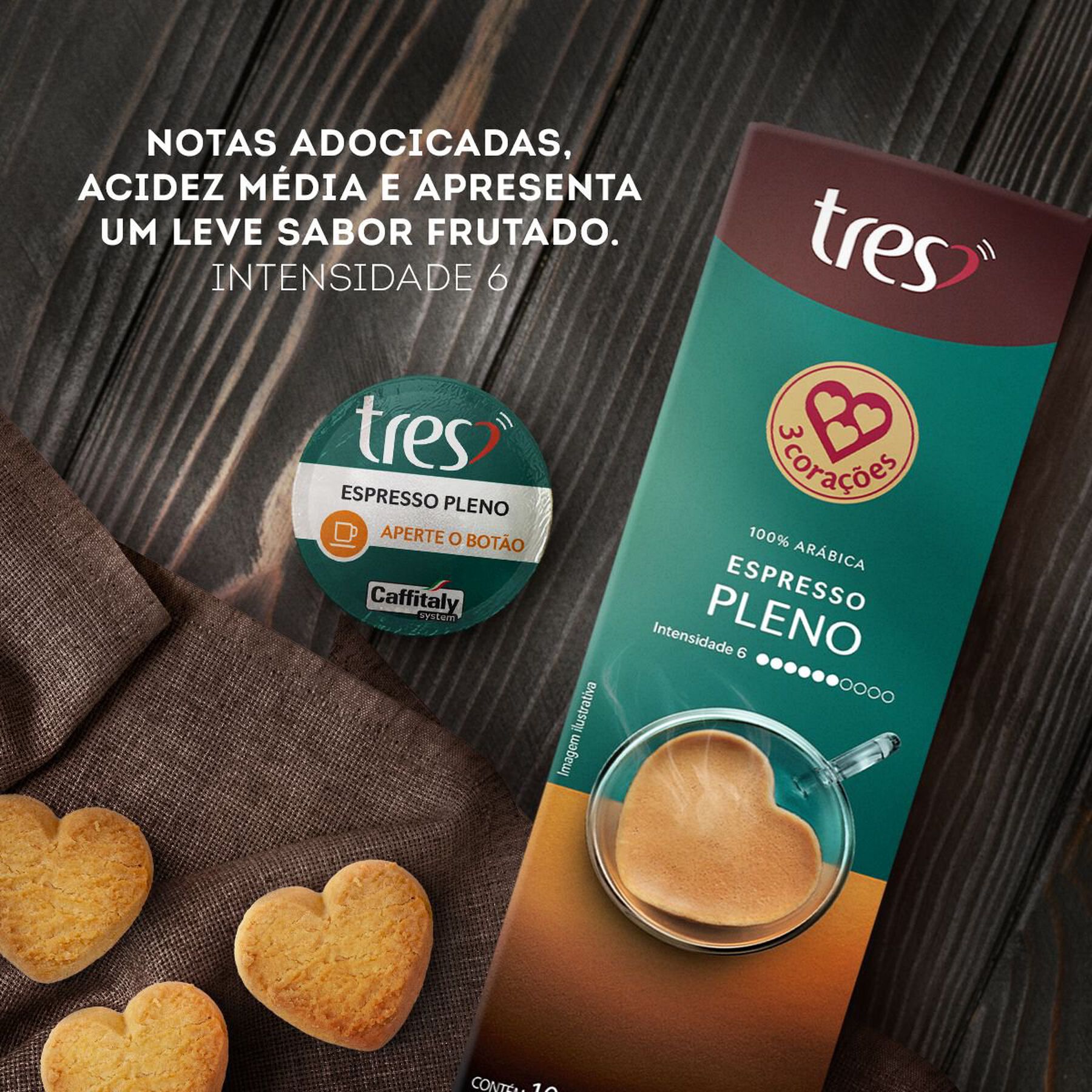 Café em Cápsula Torrado e Moído Espresso Pleno Tres Caixa 80g 10 Unidades