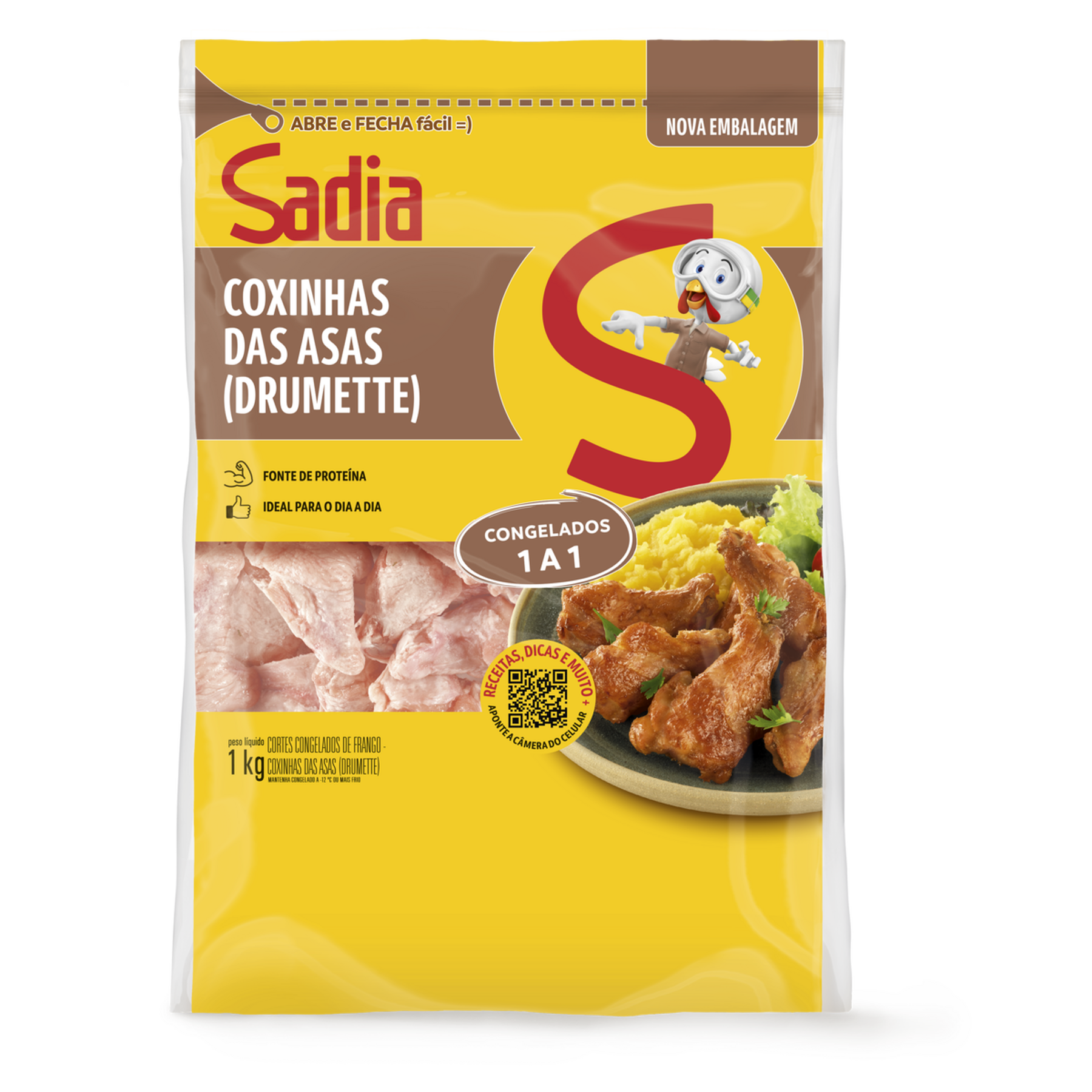 Coxinha da Asa de Frango Congelada Sadia Pouch 1kg 