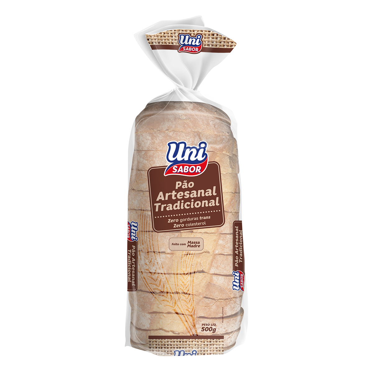 P&atilde;o Artesanal Tradicional Uni Sabor Pacote 500g