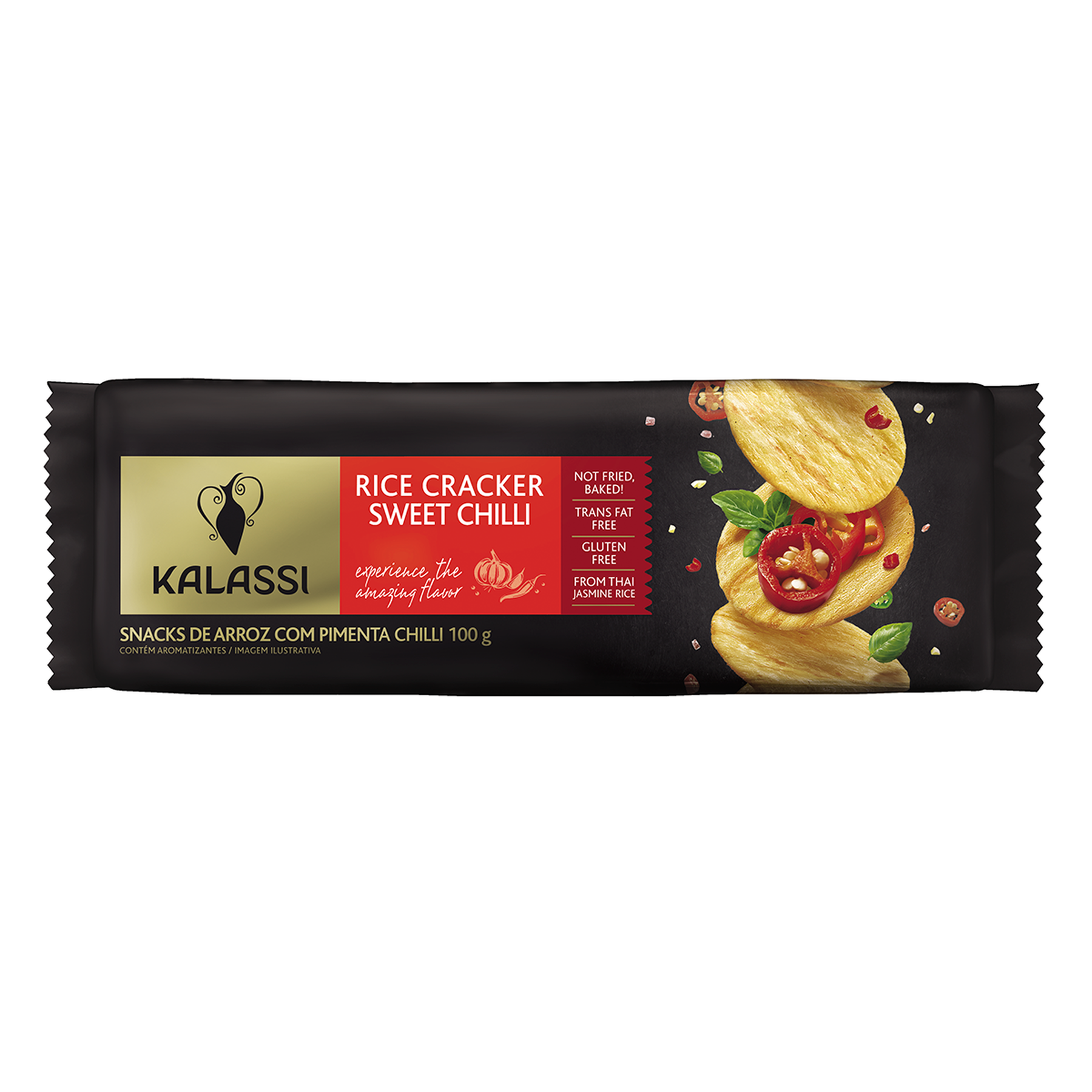 Snack de Arroz Pimenta Chilli Kalassi Bandeja 100g&nbsp;