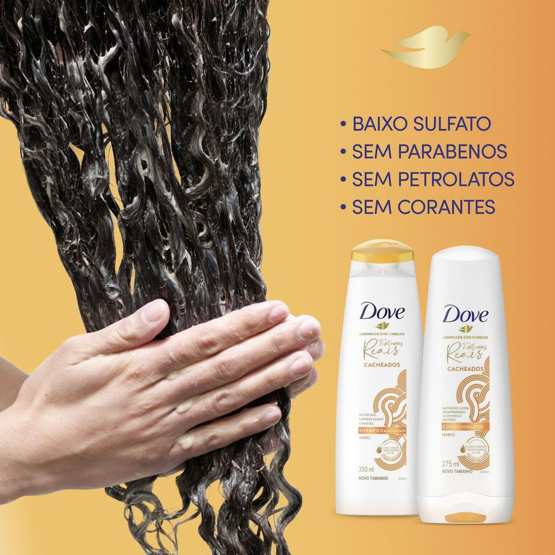 Shampoo 350ml + Condicionador 175ml Texturas Reais Cacheados Dove