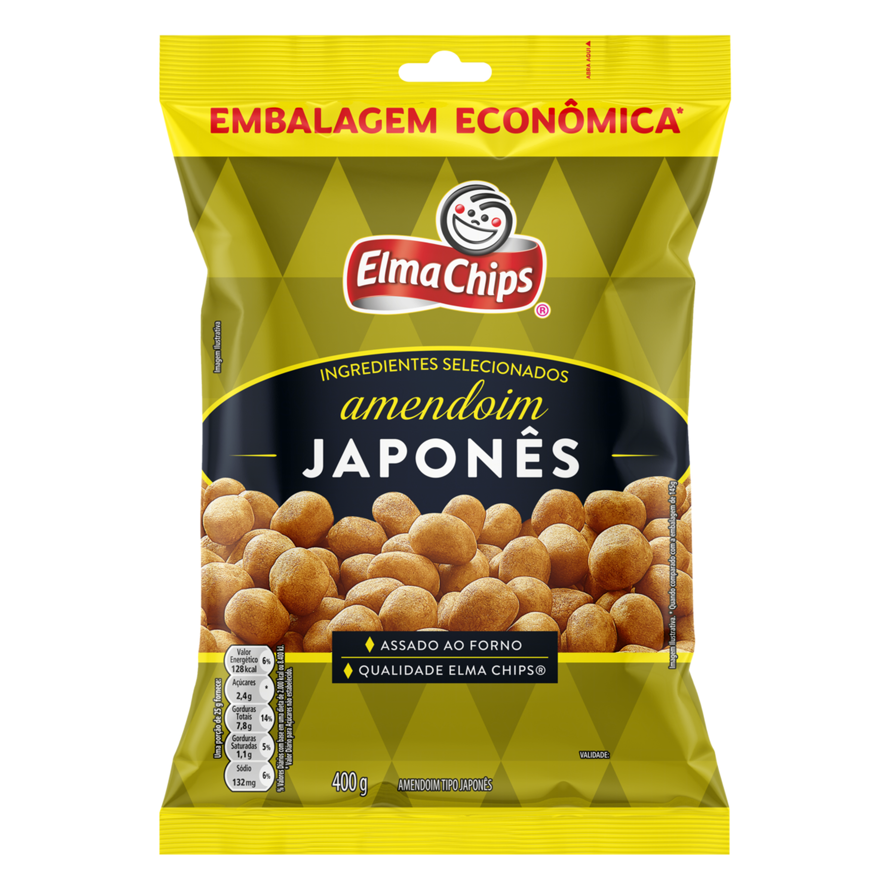 Amendoim Japon&ecirc;s Elma Chips Pacote 400g - Embalagem Econ&ocirc;mica