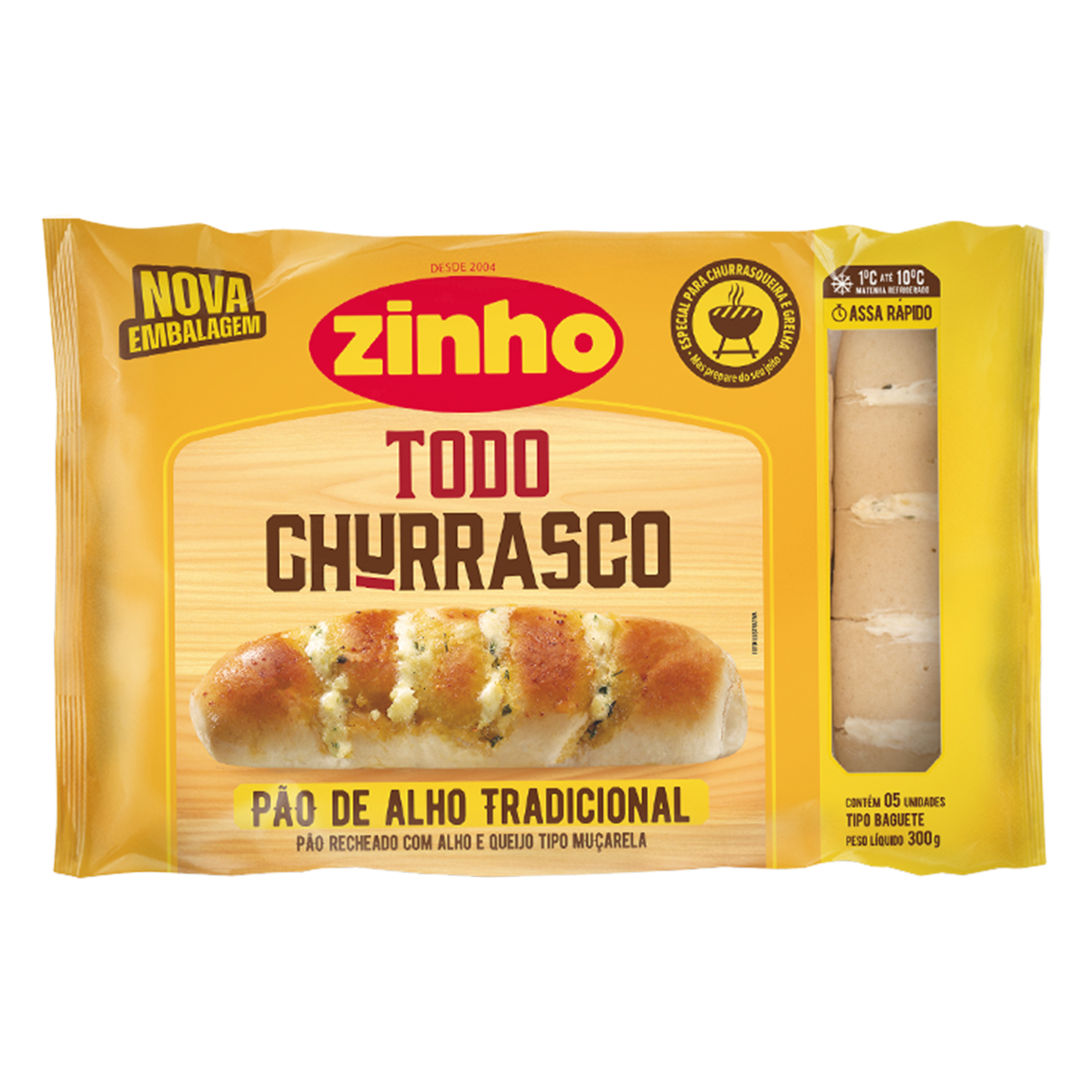 P&atilde;o de Alho Baguete Tradicional Zinho Pacote 300g