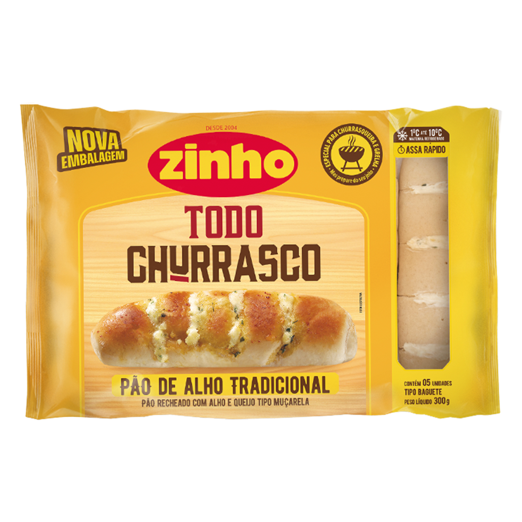 Pão de Alho Baguete Tradicional Zinho Pacote 300g