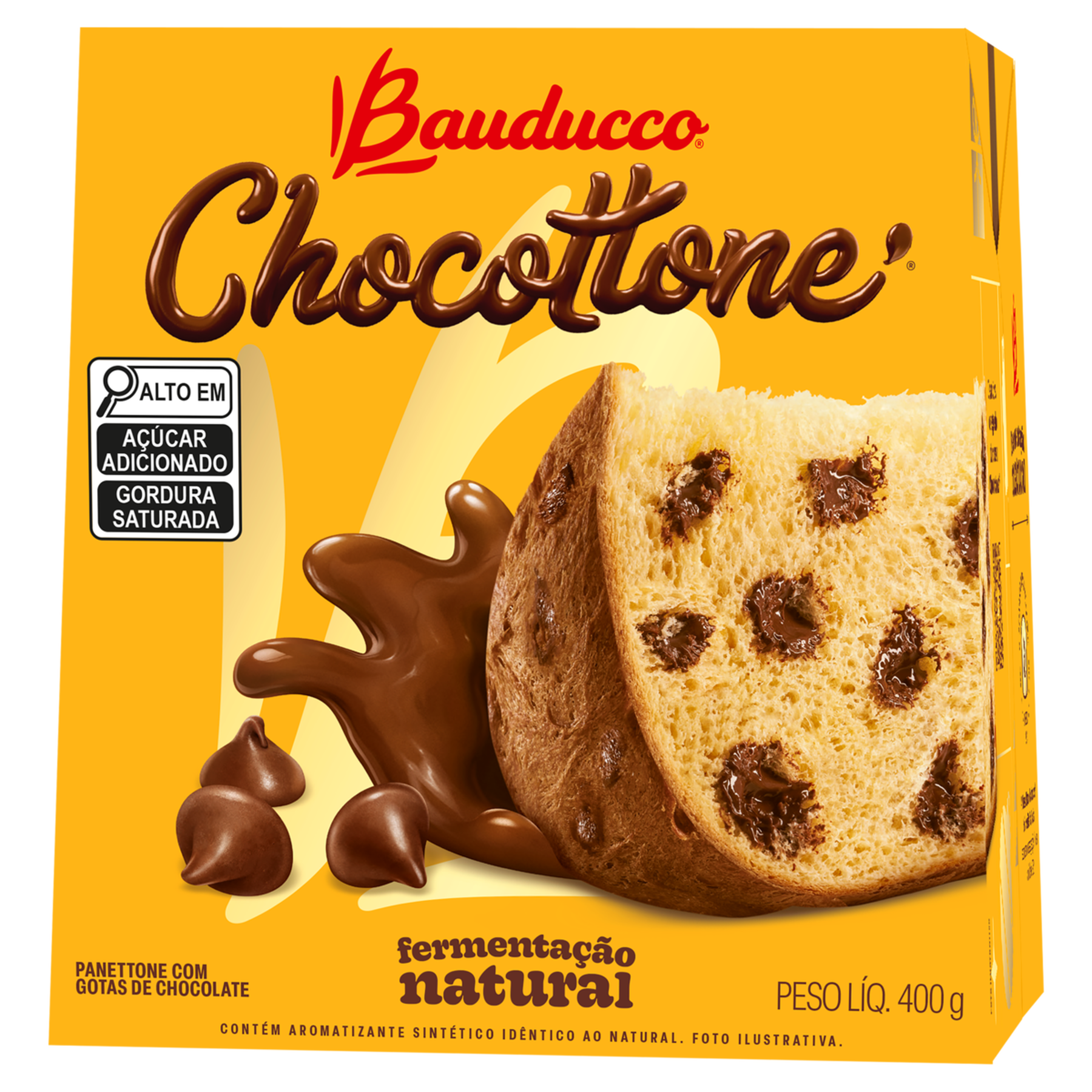 Panettone com Gotas de Chocolate Chocottone Bauducco Caixa 400g
