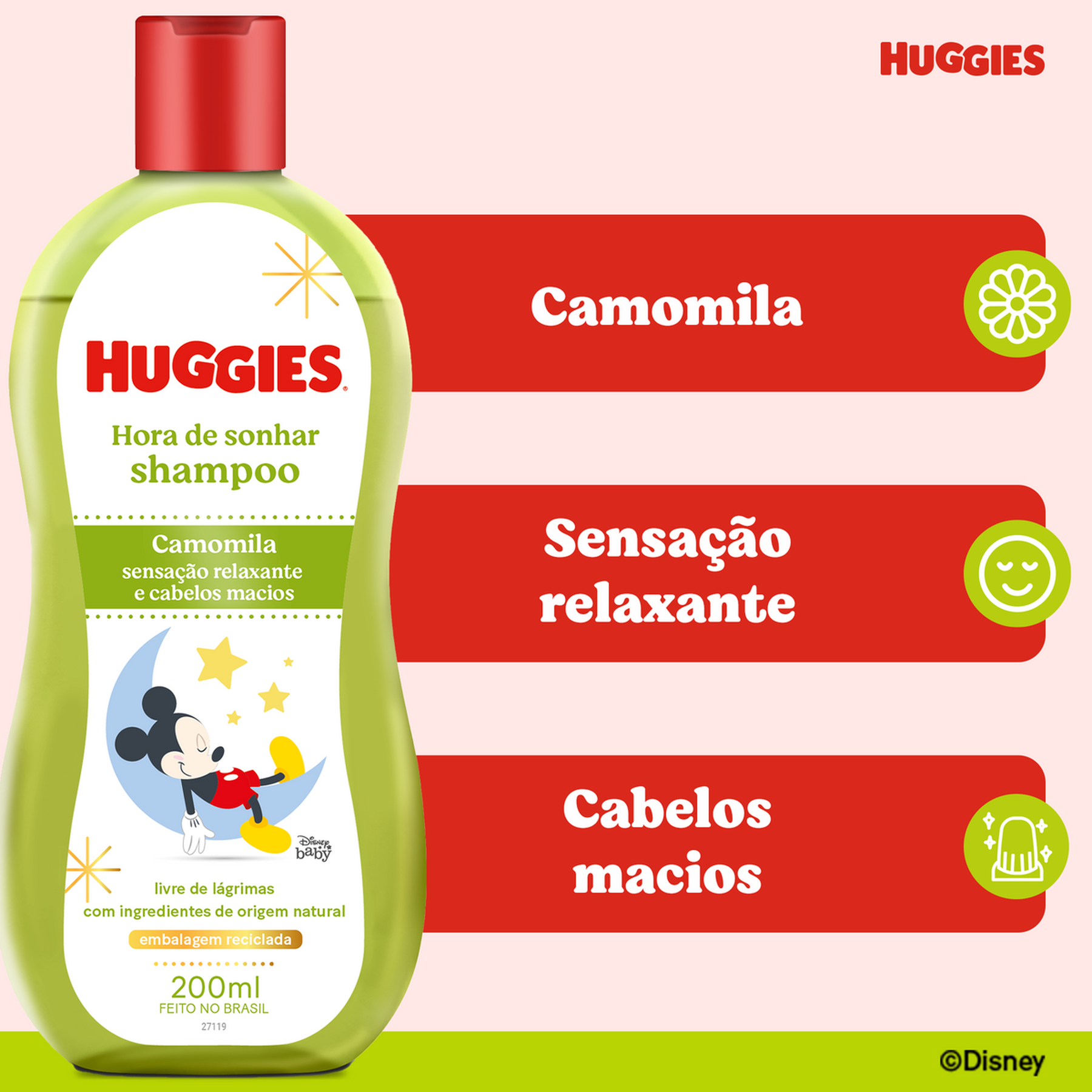 Shampoo Infantil Chá de Camomila Huggies Frasco 200ml