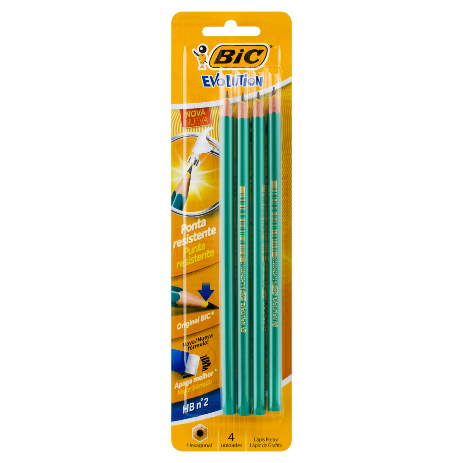 Lápis Preto HB nº 2 Bic Evolution C/04 Unidades 